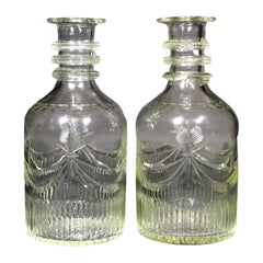An Extremely Rare Pair of Irish Georgian Cork Glass Company Carafes, Circa 1800