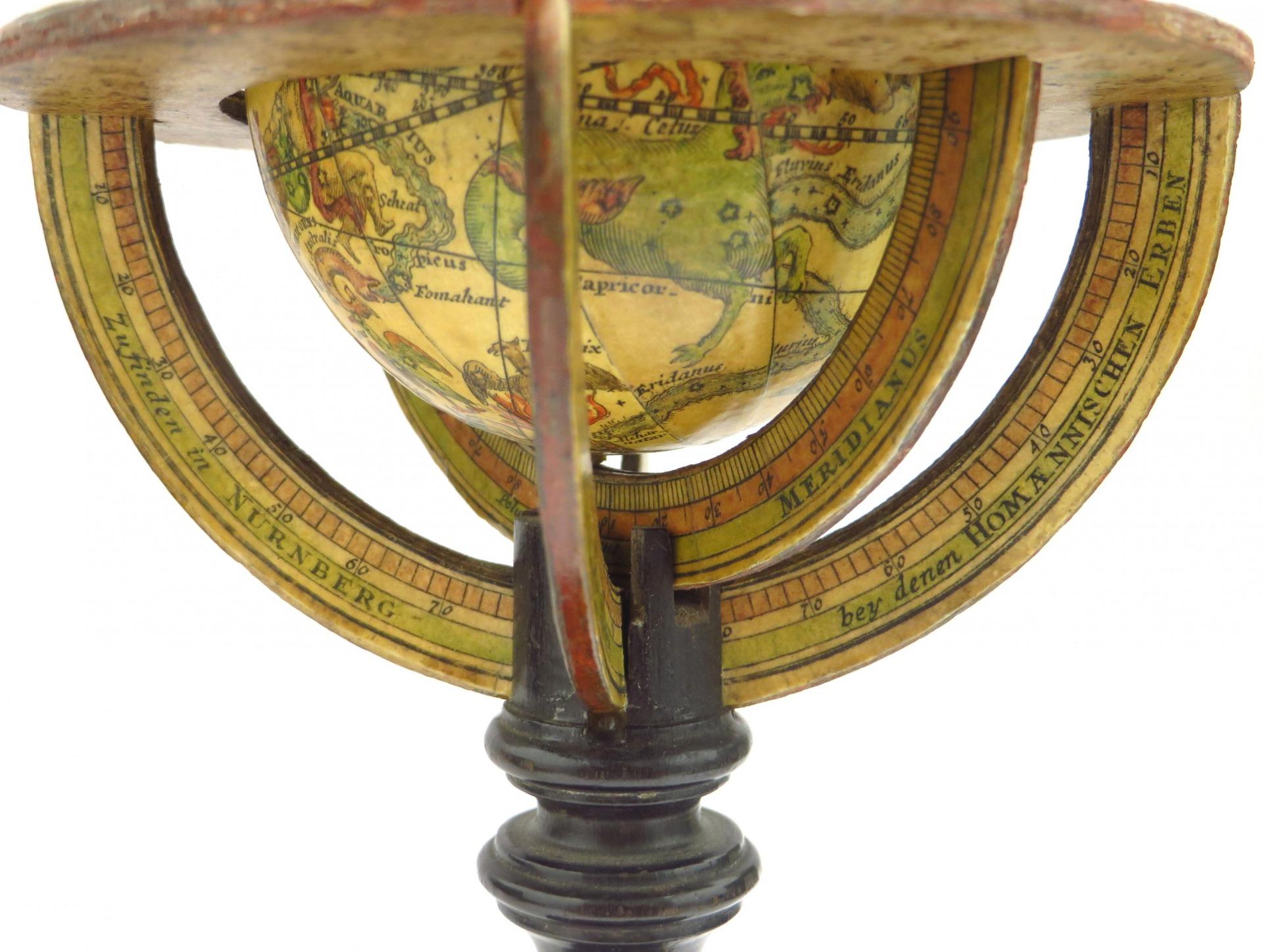 An extremely rare pair of miniature globes by Johann Baptist Homann For Sale 2