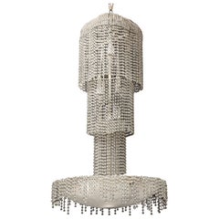 An Extremely Unique Large Antique French Art Deco Crystal Waterfall Chandelier