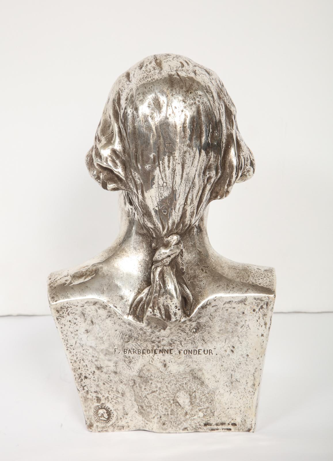 Extremley Rare Silvered Metal Bust of George Washington by F. Barbedienne 7
