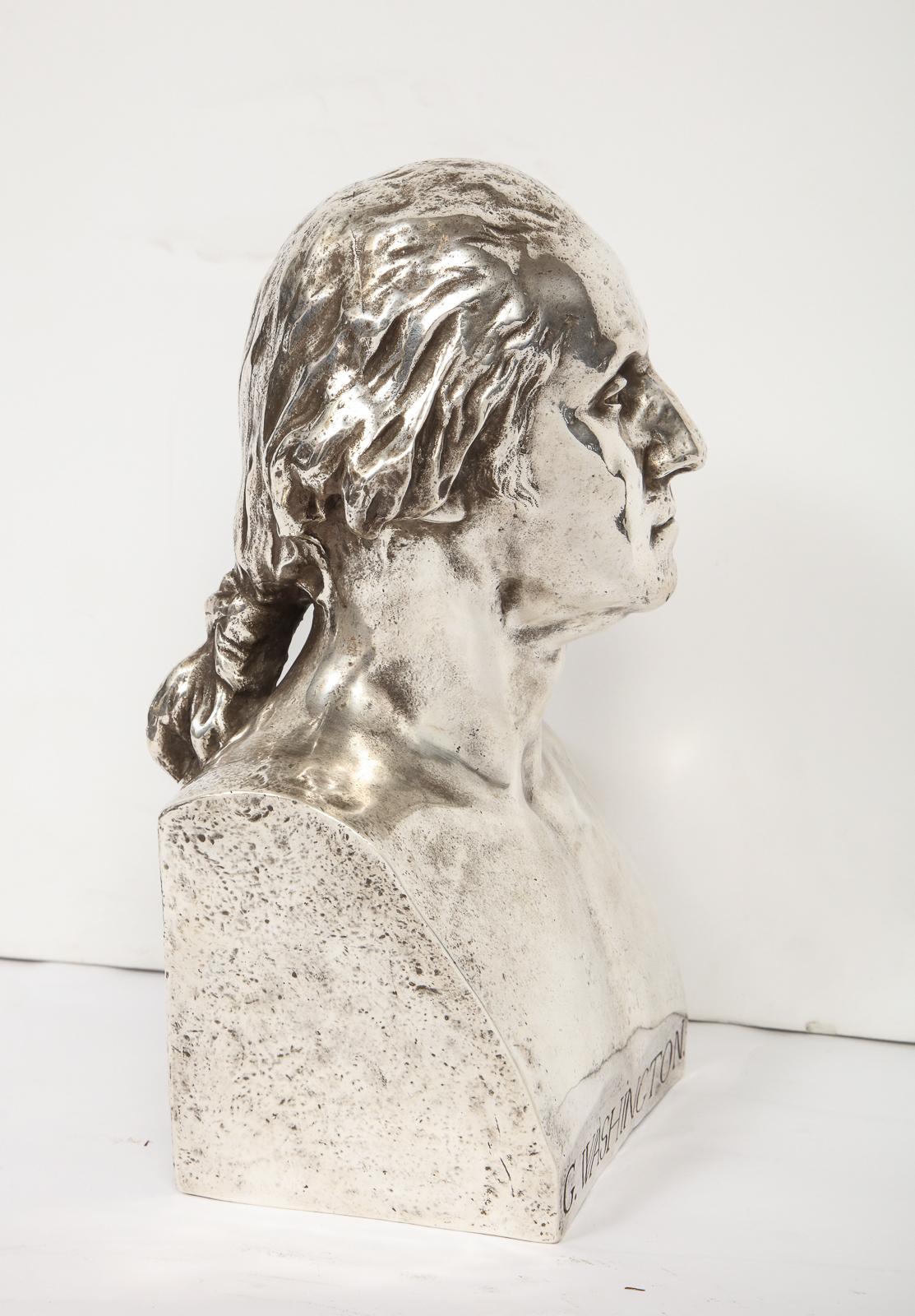 Extremley Rare Silvered Metal Bust of George Washington by F. Barbedienne 9