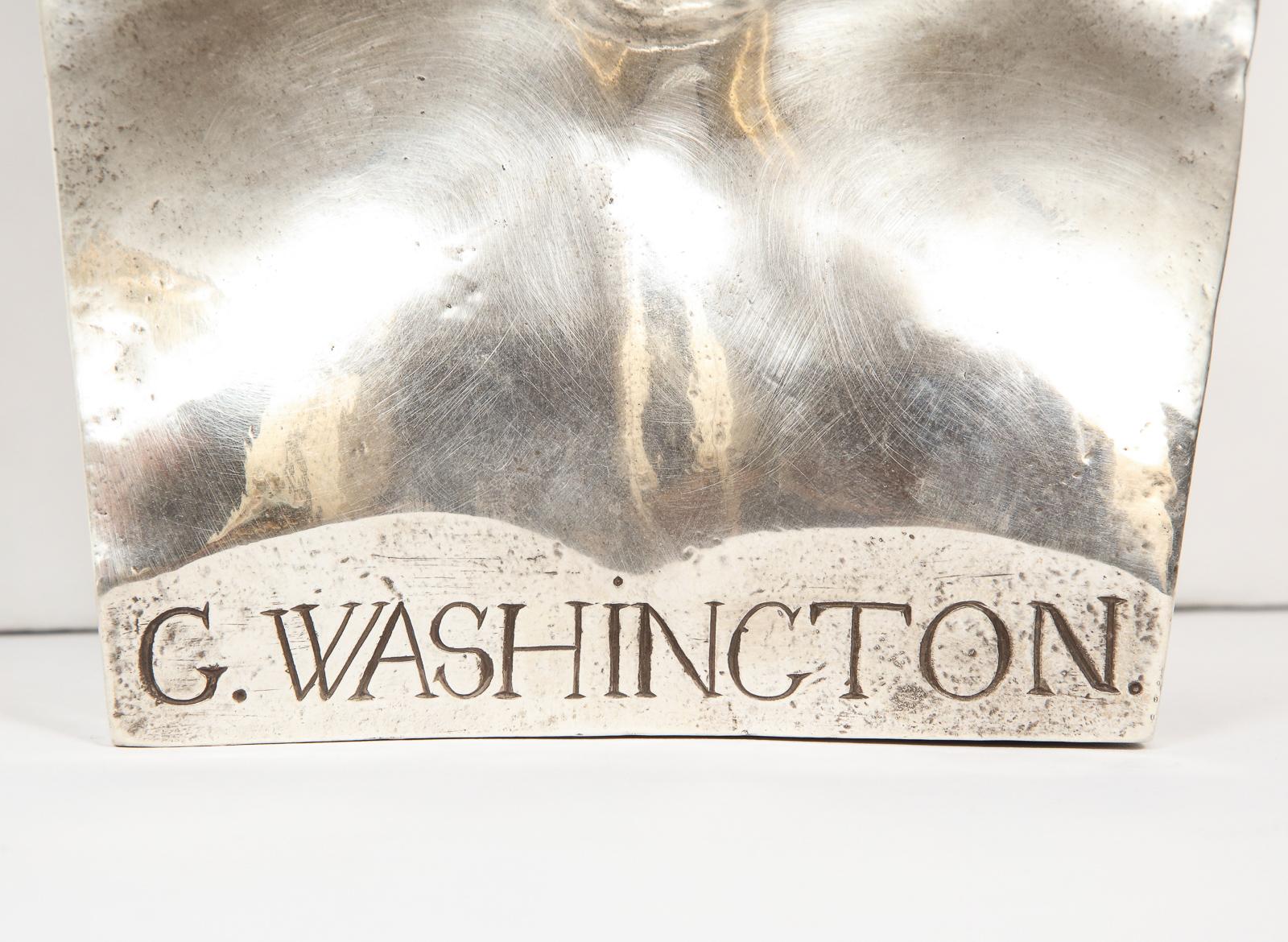 Extremley Rare Silvered Metal Bust of George Washington by F. Barbedienne 1