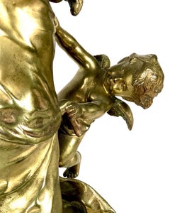 Vergoldete Bronzeskulptur von Auguste Moreau "Nuit d'Été", Frankreich 1894
