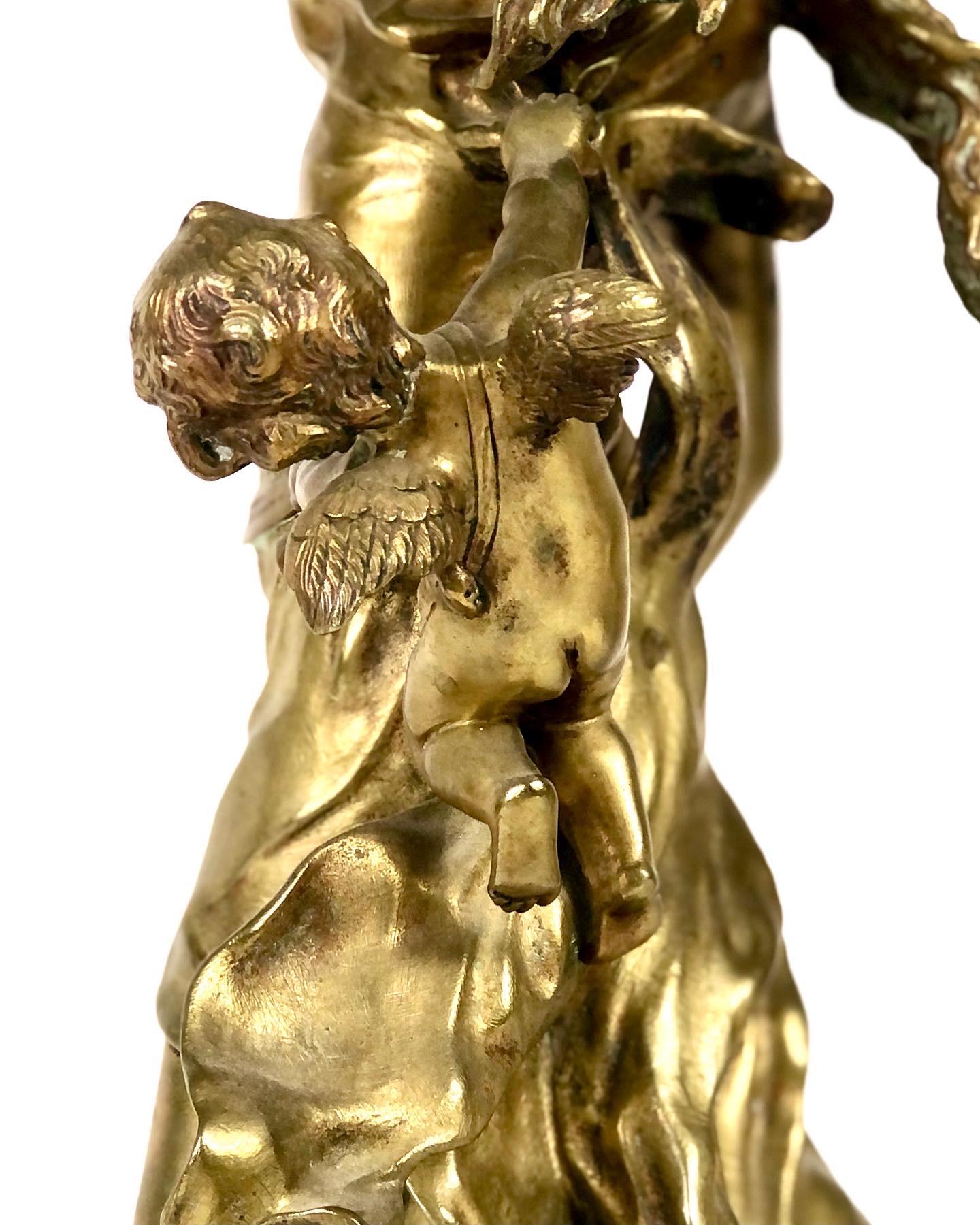 French Gilt Bronze by Auguste Moreau “NUIT D’ÉTÉ”  In Good Condition For Sale In LA CIOTAT, FR