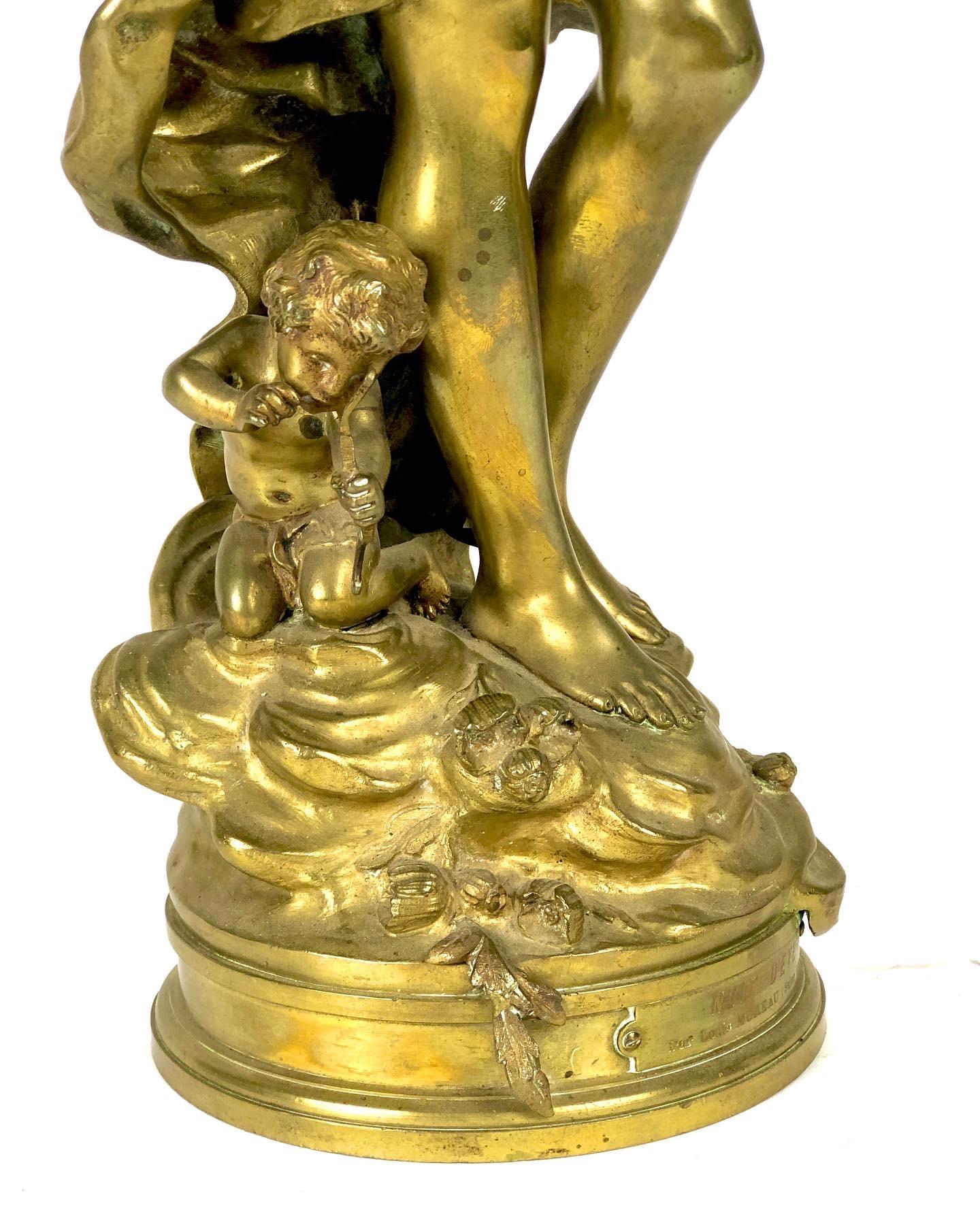French Gilt Bronze by Auguste Moreau “NUIT D’ÉTÉ”  For Sale 1