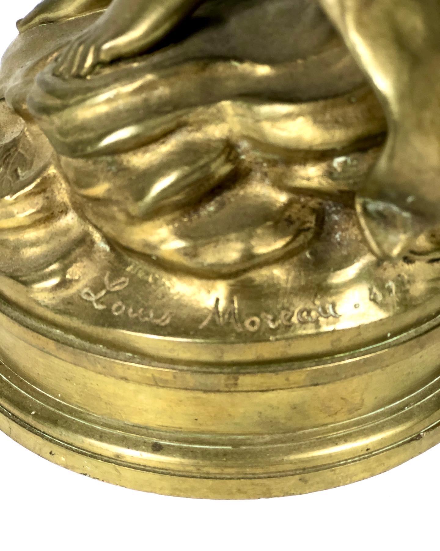 XIXe siècle Bronze doré d'Auguste Moreau NUIT D'ÉTÉ  en vente