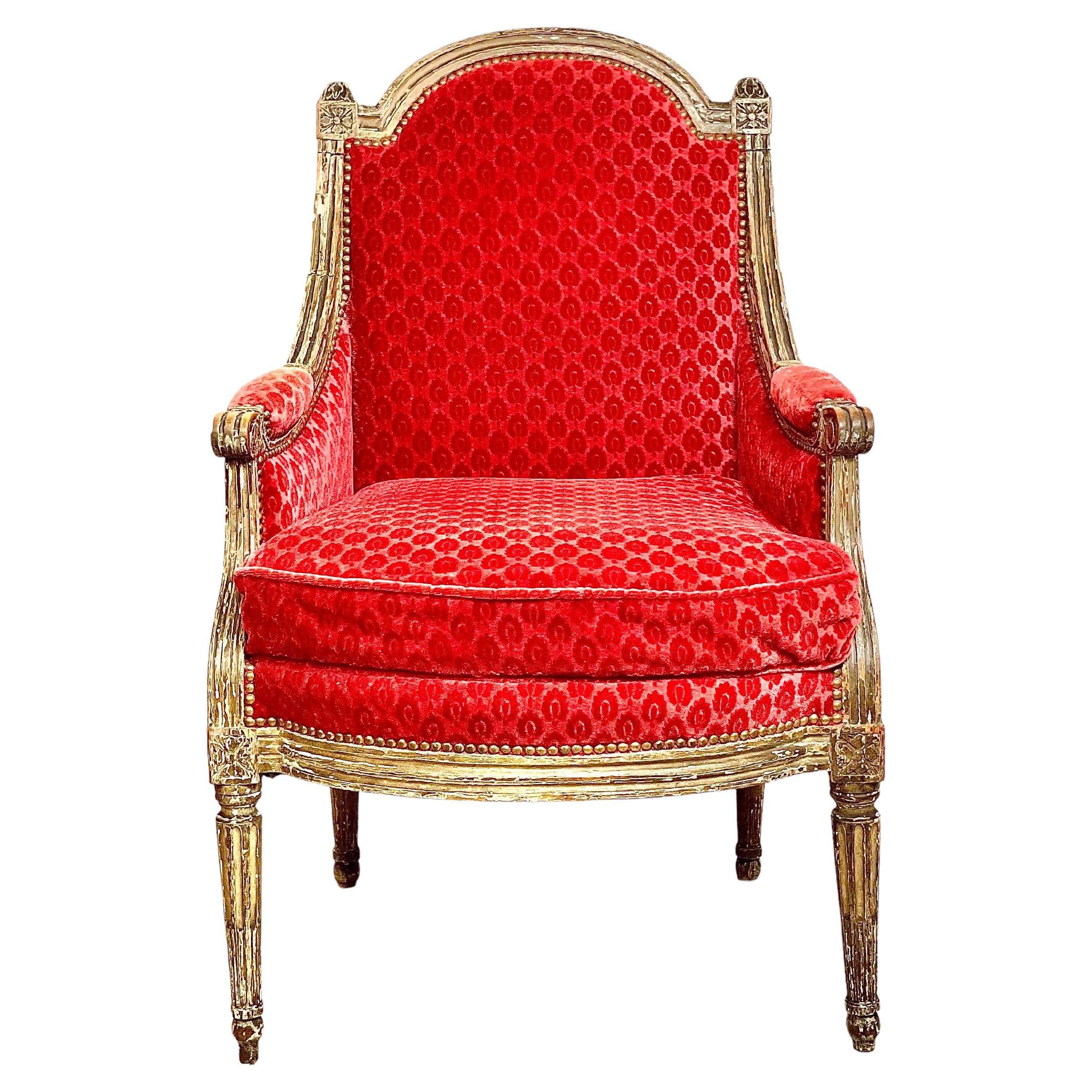 18th Century Louis XVI French Bergère Chair