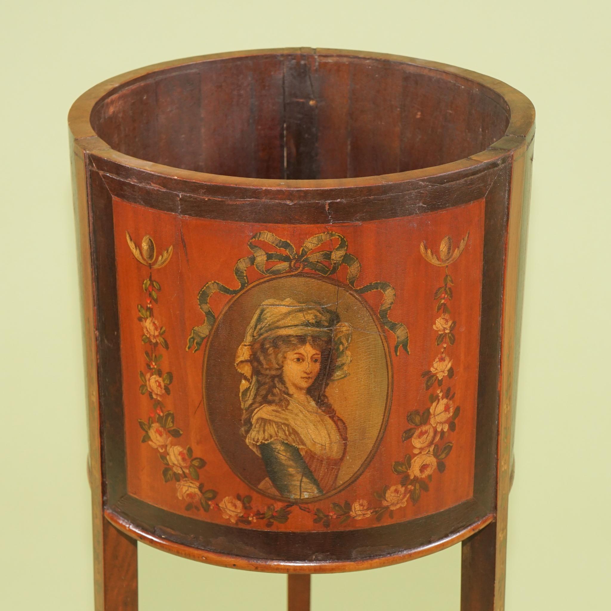 Fine Edwardian Satinwood and Mahogany Paint Decorated Planter For Sale 3