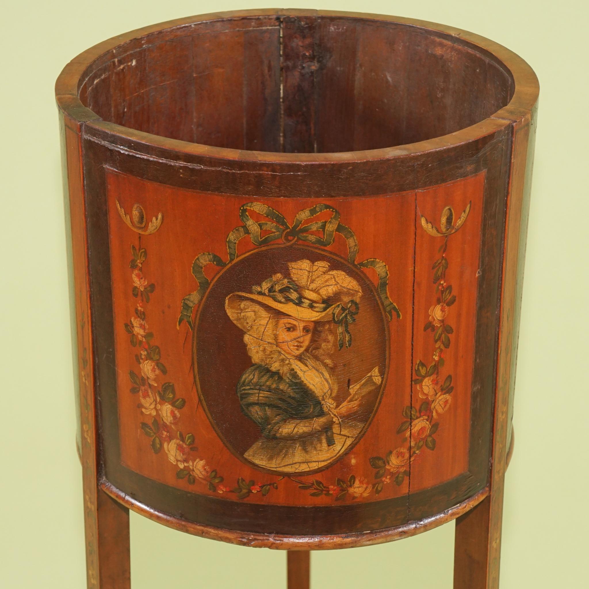 Fine Edwardian Satinwood and Mahogany Paint Decorated Planter For Sale 4