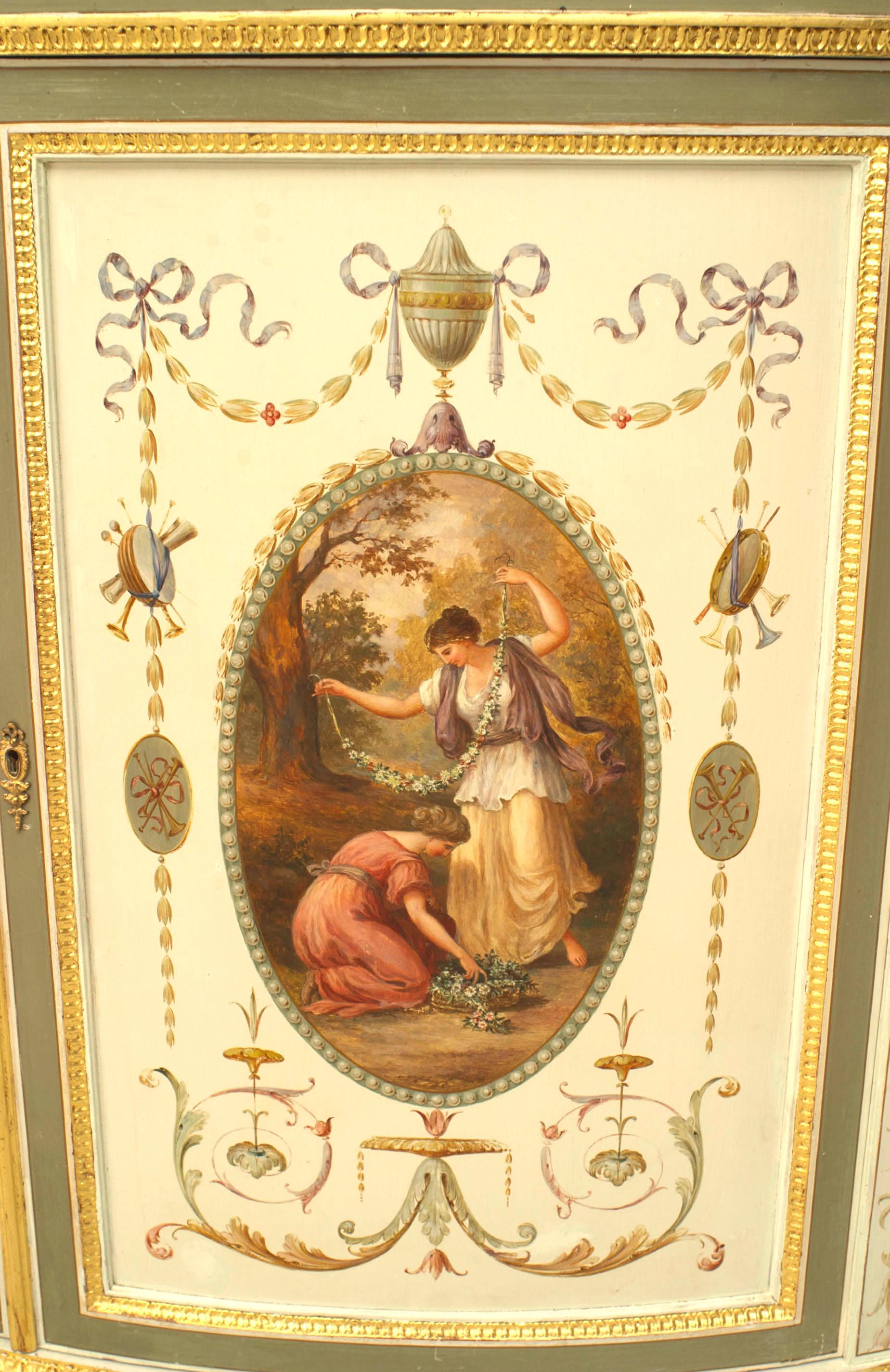 English Adam-Style Painted Demilune Commode In Good Condition For Sale In New York, NY