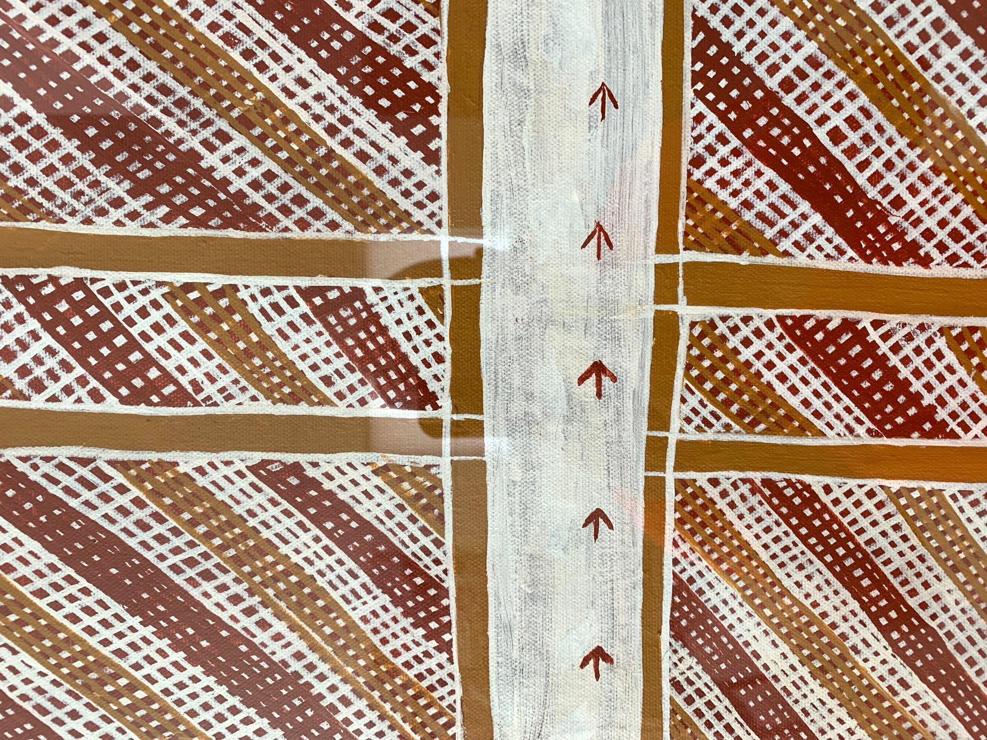 Contemporary Framed Australian Aboriginal Painting from Elcho Island