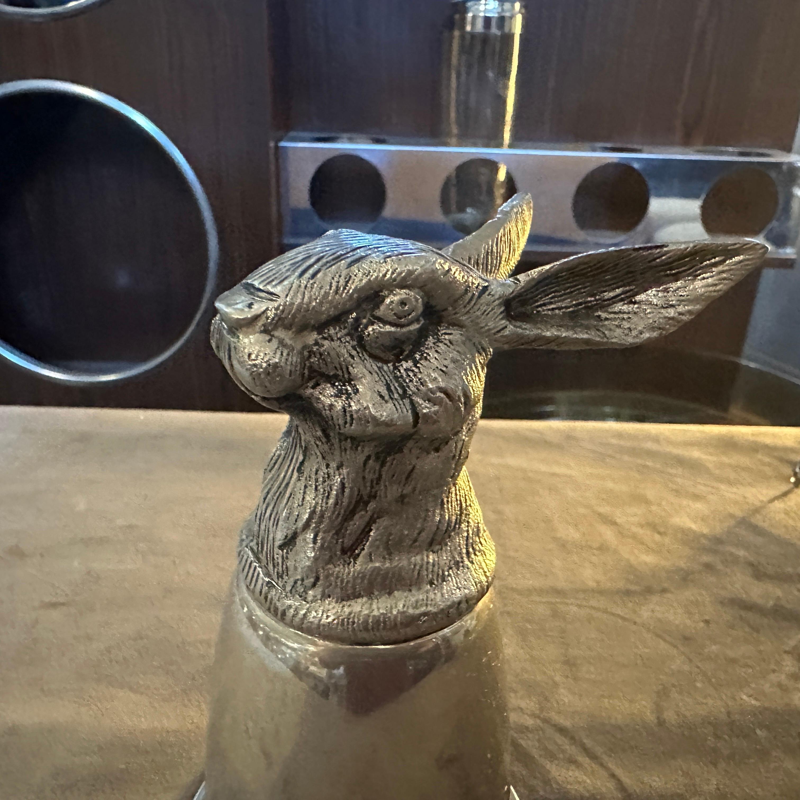 An HallMarked Gucci 1980s Silver Plated Barware Rabbit Head Stirrup Cup For Sale 6