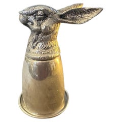 An HallMarked Gucci 1980s Silver Plated Barware Rabbit Head Stirrup Cup