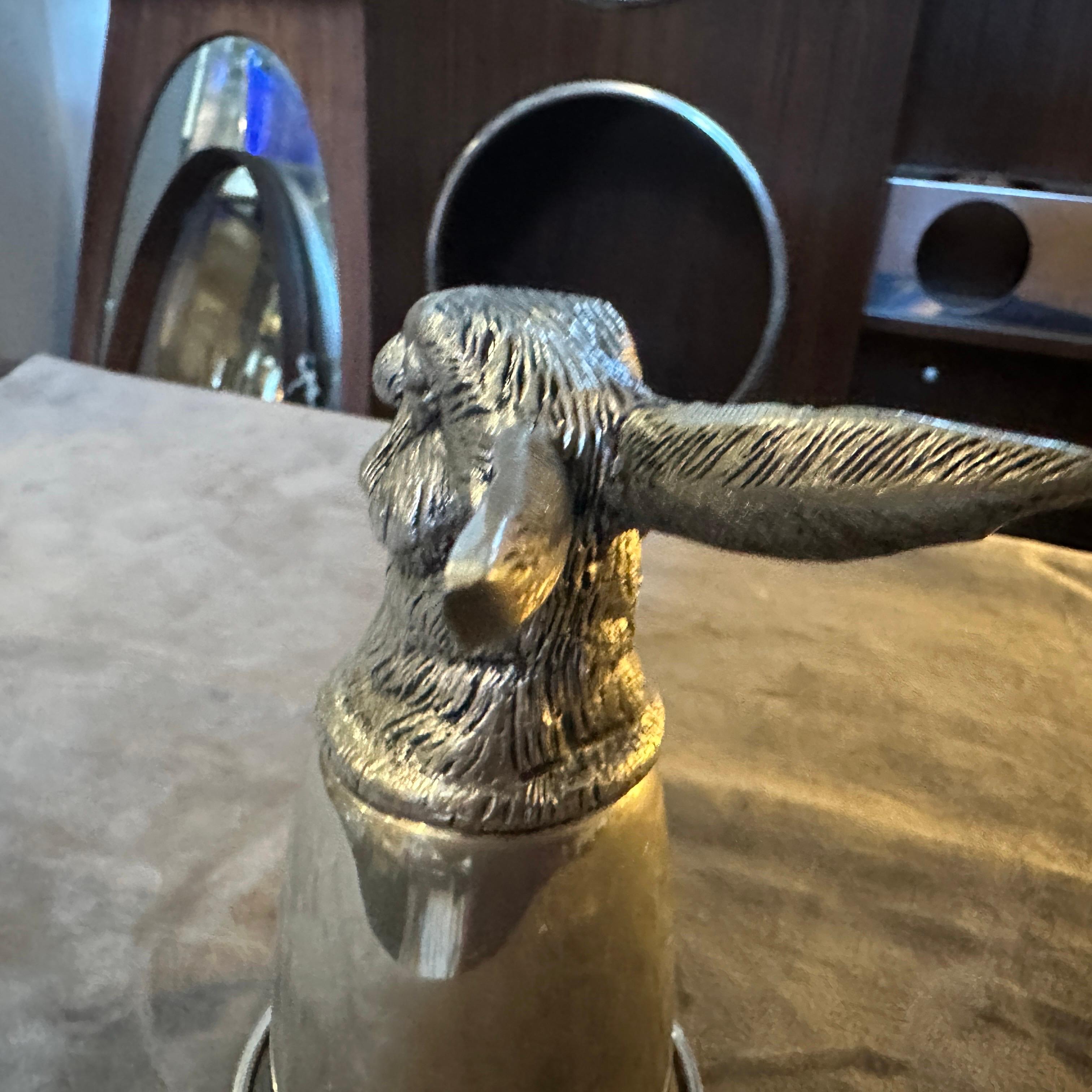 Italian An HallMarked Gucci 1980s Silver Plated Barware Rabbit Head Stirrup Cup For Sale