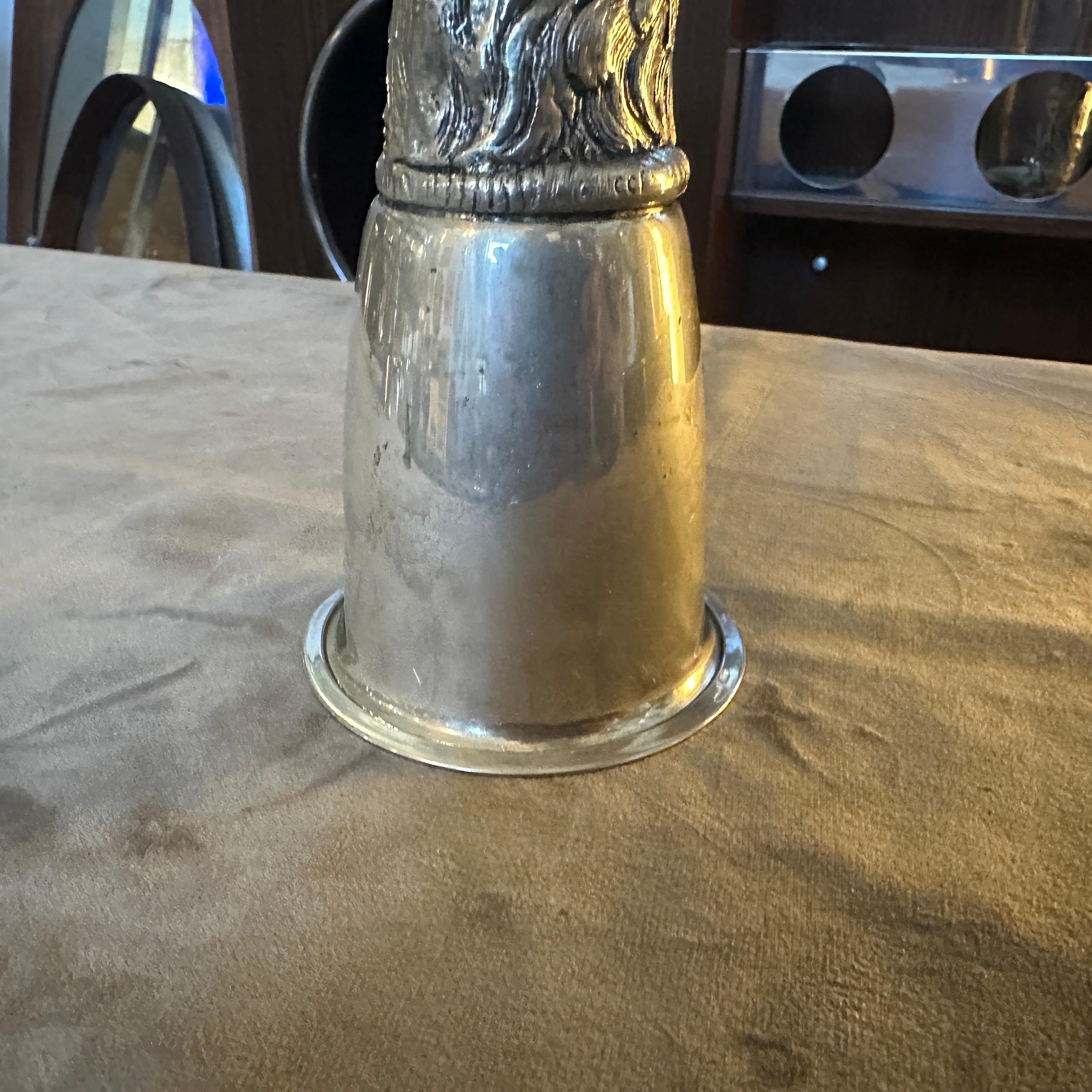 An HallMarked Gucci 1980s Silver Plated Barware Hirschkopf Steigbügelbecher im Angebot 3