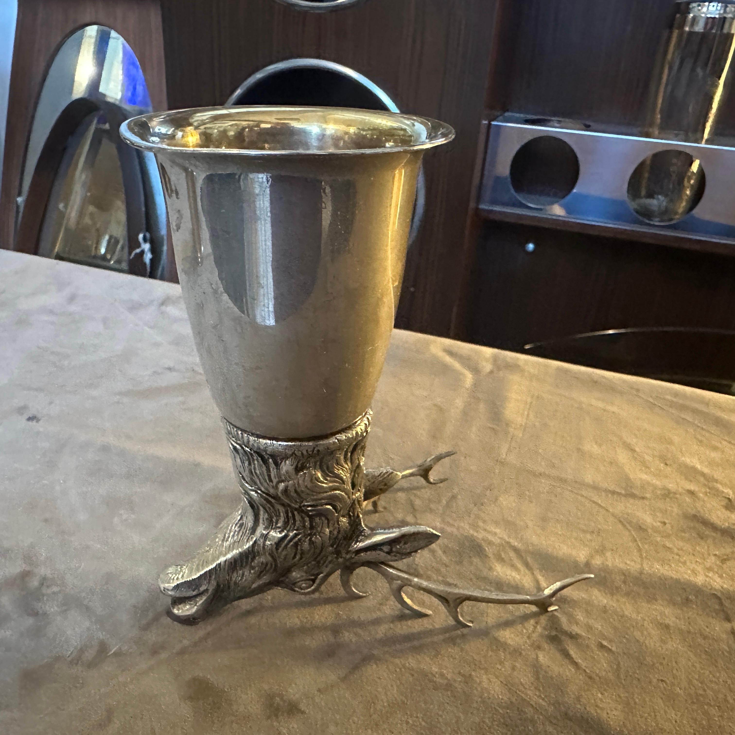 An HallMarked Gucci 1980s Silver Plated Barware Hirschkopf Steigbügelbecher im Angebot 5
