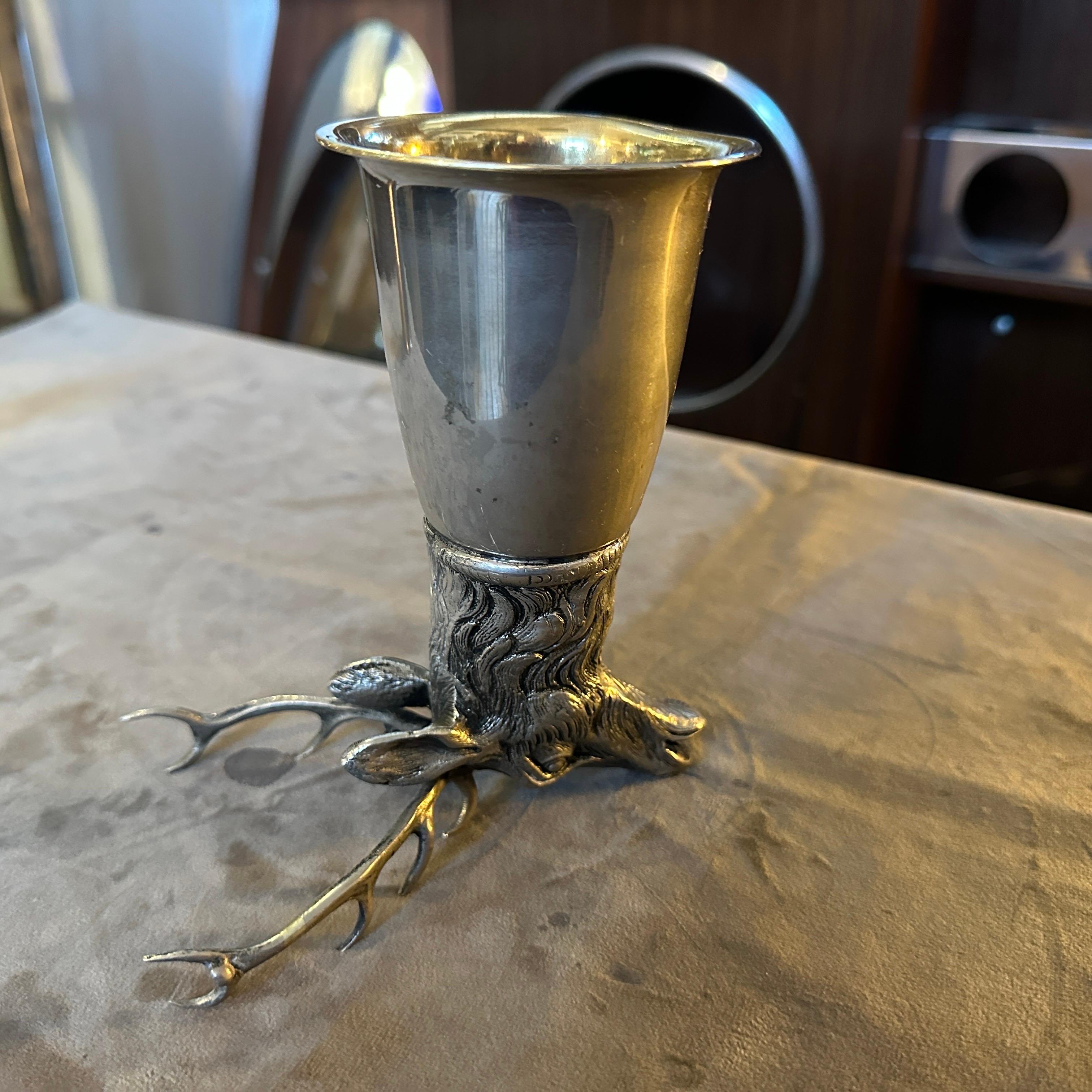 An HallMarked Gucci 1980s Silver Plated Barware Hirschkopf Steigbügelbecher (Moderne der Mitte des Jahrhunderts) im Angebot