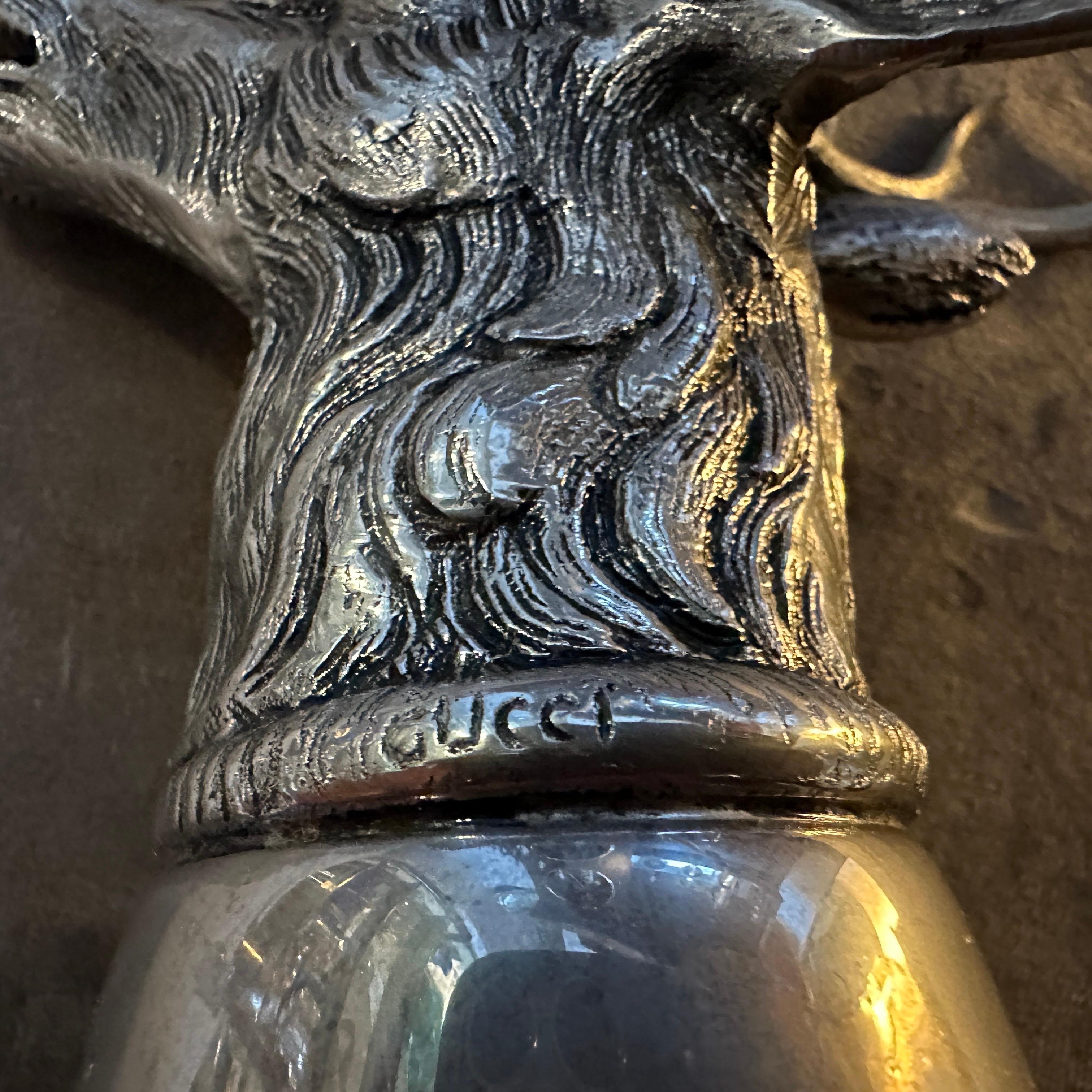 An HallMarked Gucci 1980s Silver Plated Barware Hirschkopf Steigbügelbecher (Handgefertigt) im Angebot