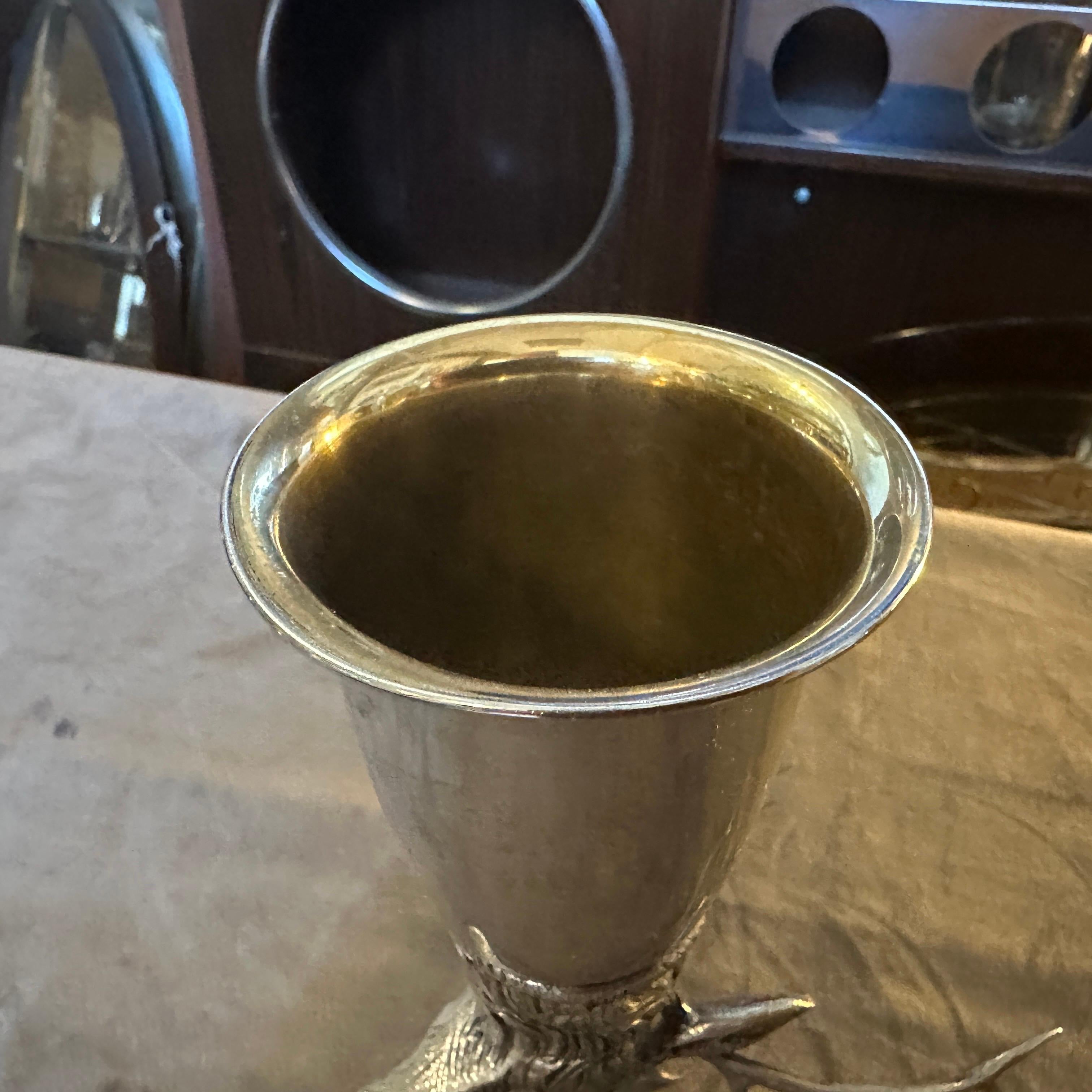 An HallMarked Gucci 1980s Silver Plated Barware Hirschkopf Steigbügelbecher (Versilberung) im Angebot