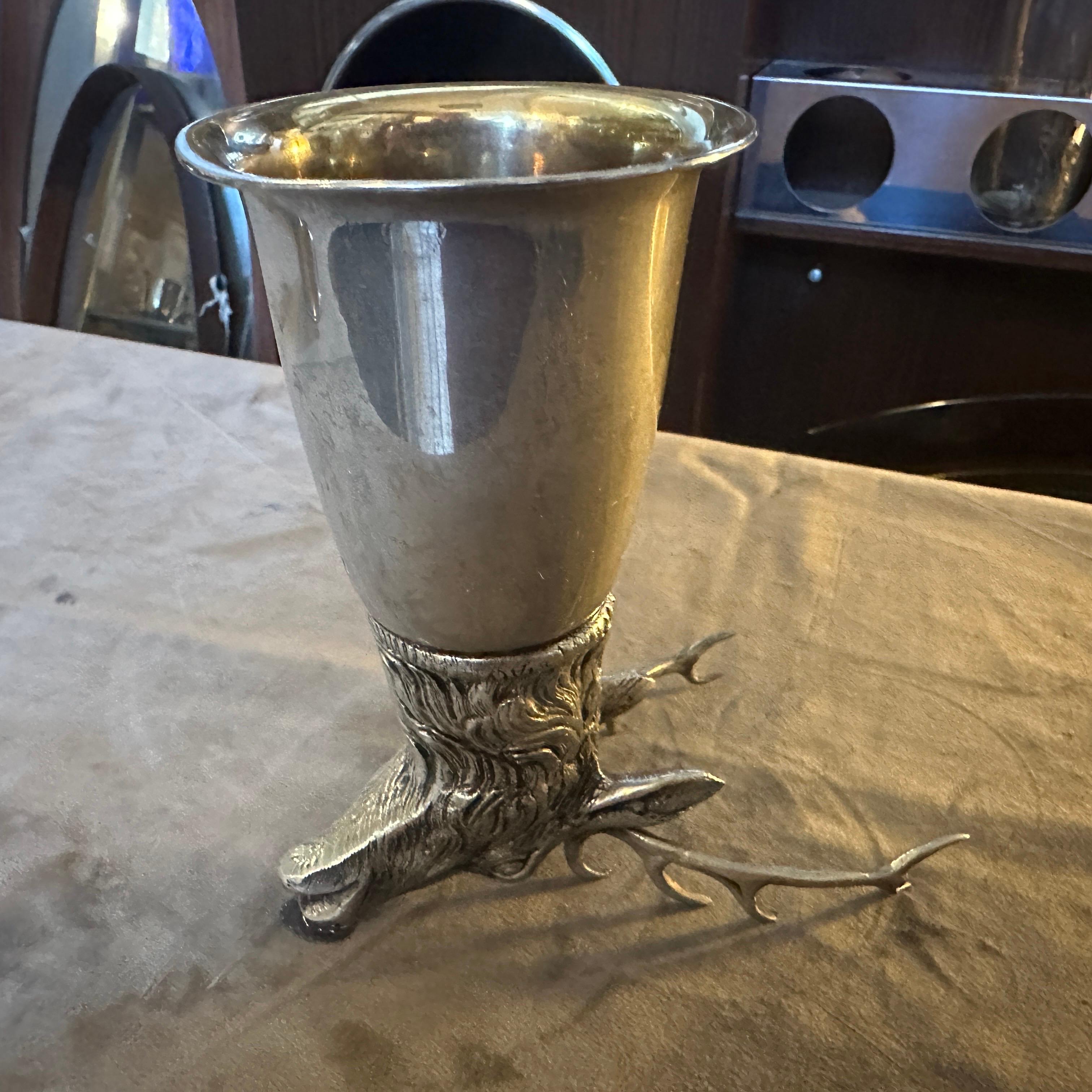 An HallMarked Gucci 1980s Silver Plated Barware Hirschkopf Steigbügelbecher im Angebot 1