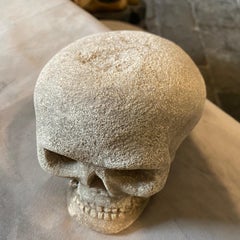 Hand-Crafted Stone Sculpture of a Skull Made in Italy in Early 20th Century