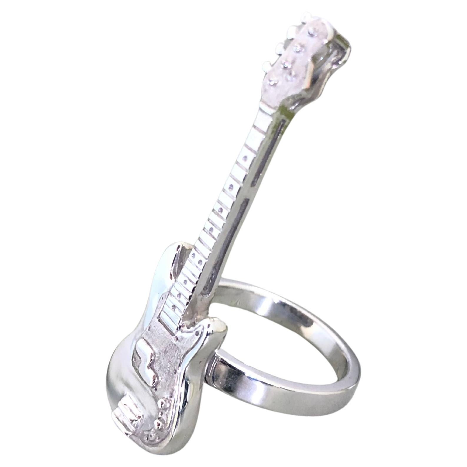 An Hand Made 925 Silver Electric Guitar Rng en vente