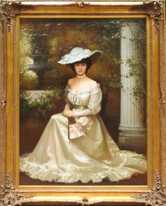 Vintage "Charlotte's Toni", An He, Realistic Portrait, Original Oil on Canvas, 48x36 in.