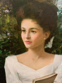 "Serenity", An He, Realistic Portrait, Original Oil on Canvas, 40x30 in.