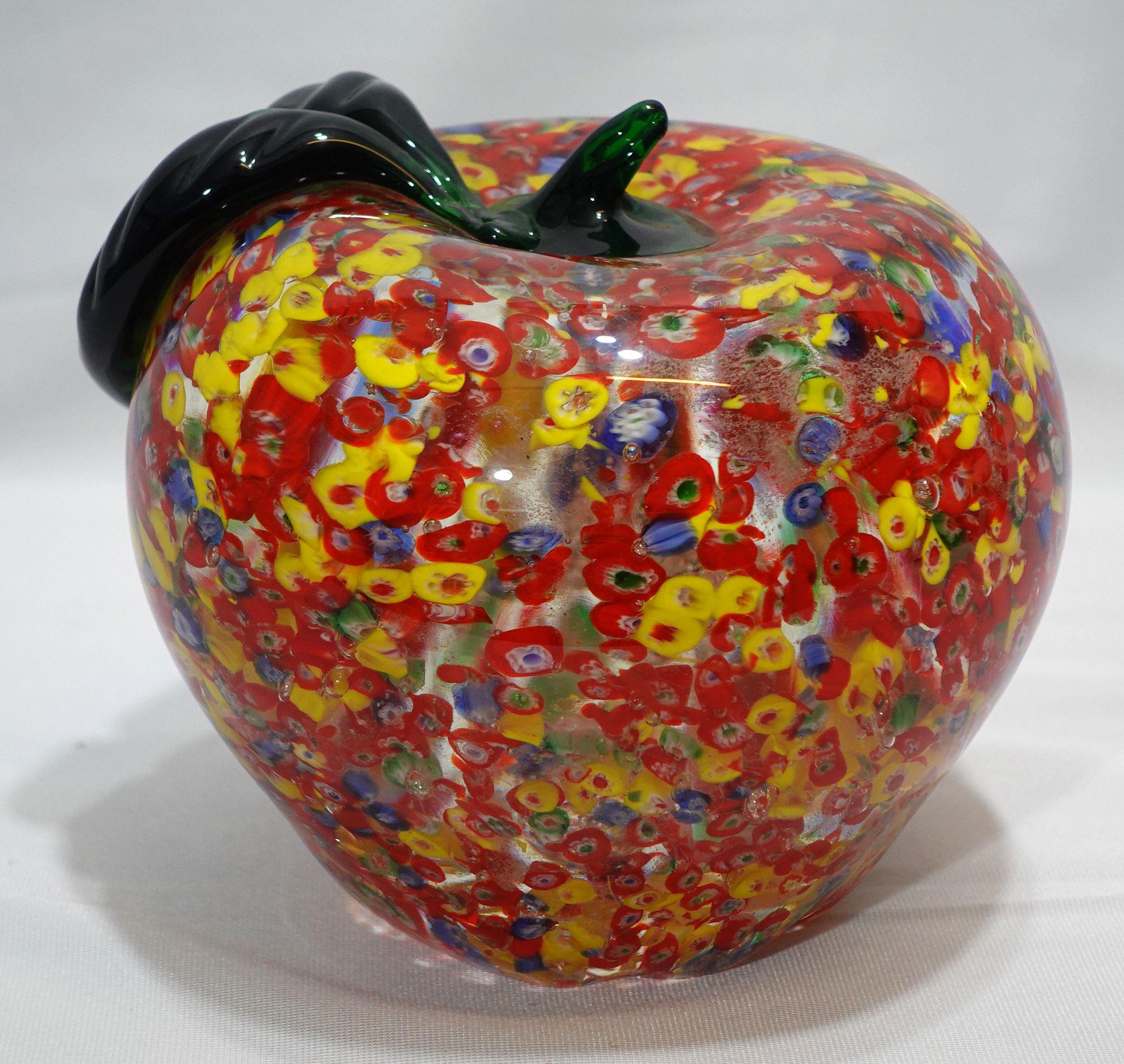 Hand-Crafted An Heavy and Solid Murano Hand Blown Big Apple Art Glass For Sale