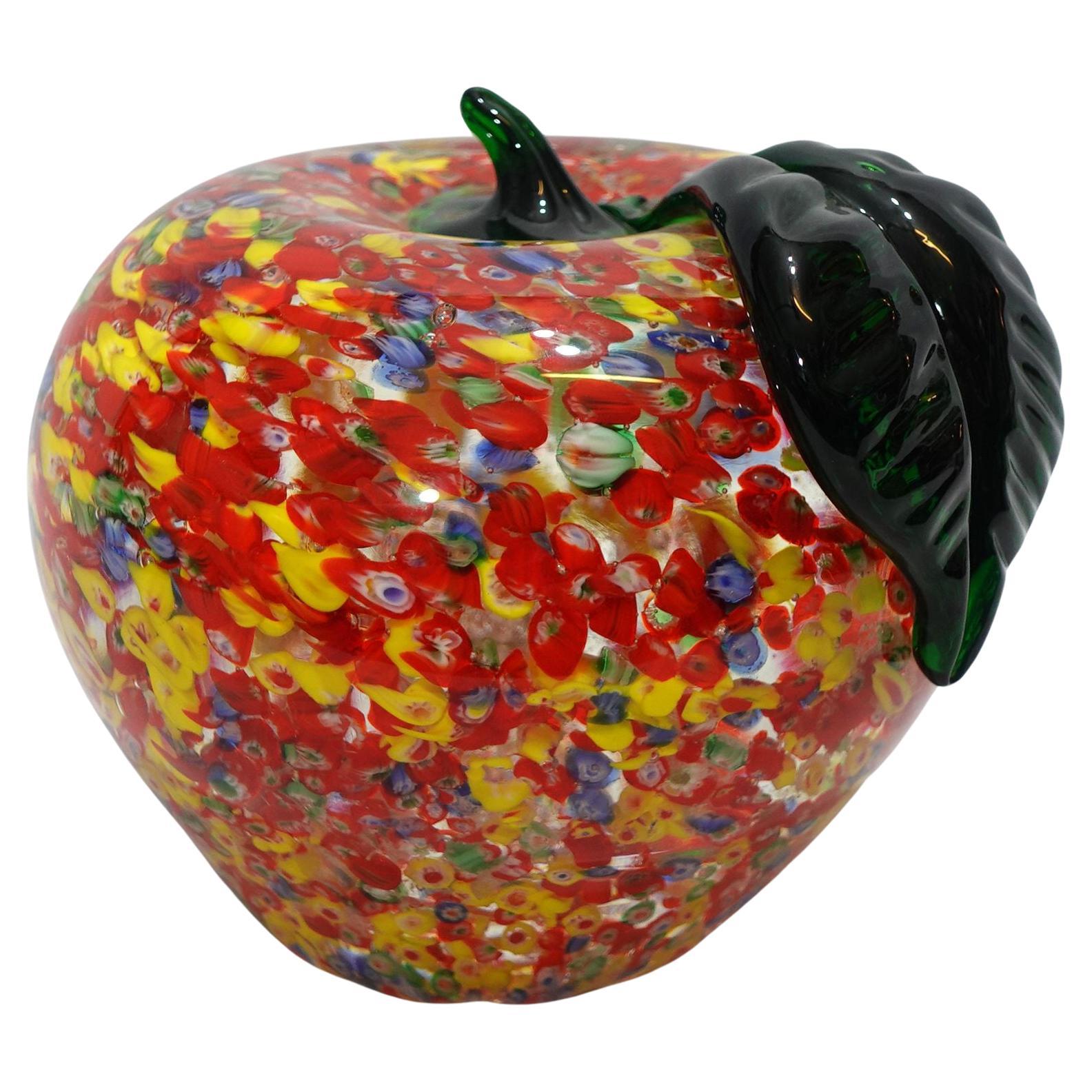 An Heavy and Solid Murano Hand Blown Big Apple Art Glass  For Sale