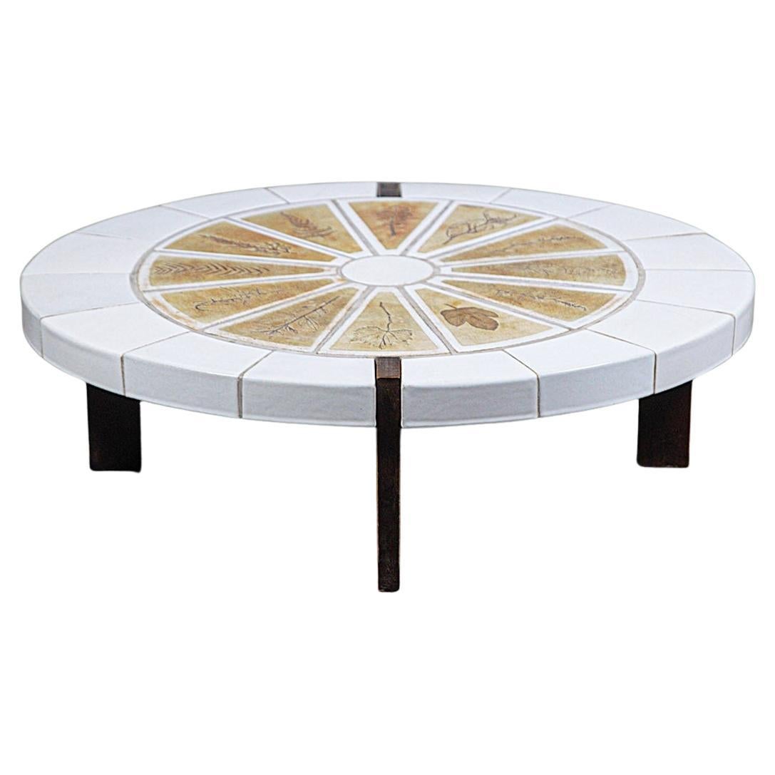 An " Herbarium " Ceramic Coffee Table by Roger Capron Vallauris France 1970
s For Sale