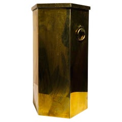 Retro An hexagonal solid brass umbrella stand France 1970