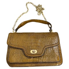 Una borsa a tracolla italiana in pelle marrone chiaro vintage anni '60 di alta qualità