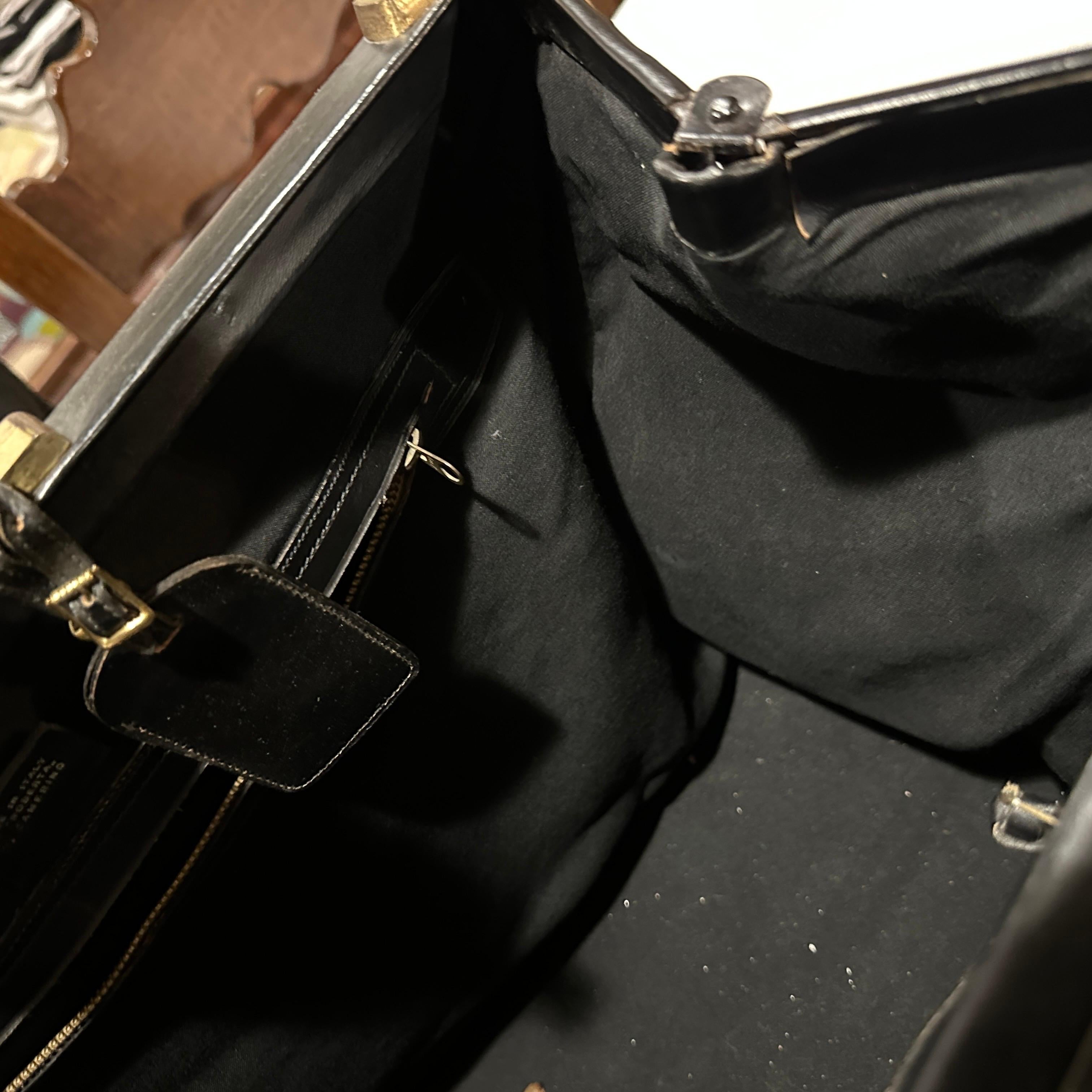 Black An High Quality 1970s Leather Velvet and Brass Duffel bag by Roberta di Camerino For Sale