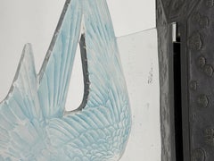 an Hirondelles Art Déco Glass Sculpture by R.lalique.
