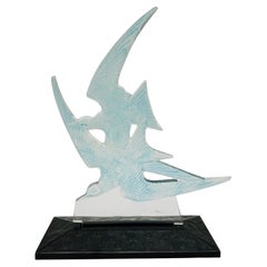 an Hirondelles Art Déco Glass Sculpture by R.lalique.