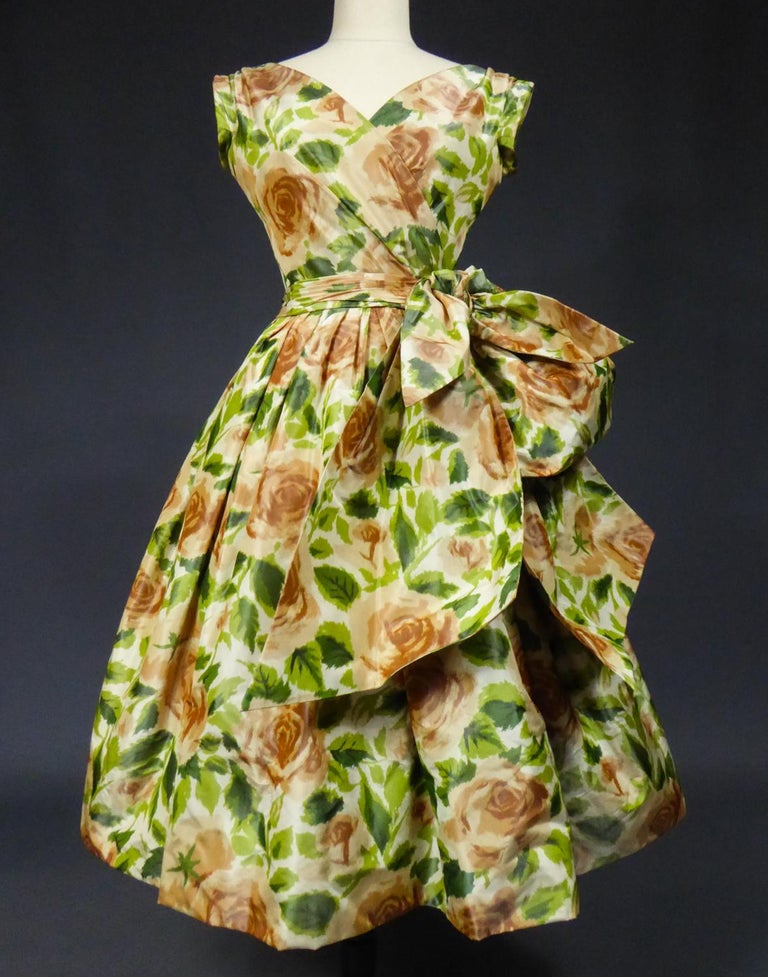 An Historical Christian Dior Printed Chiné Ball Gown Ligne Libre ...