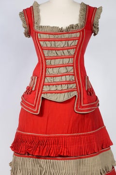 An Historical Circus, Fancy or Memorial Dress in Scarlet Challis USA Circa 1890