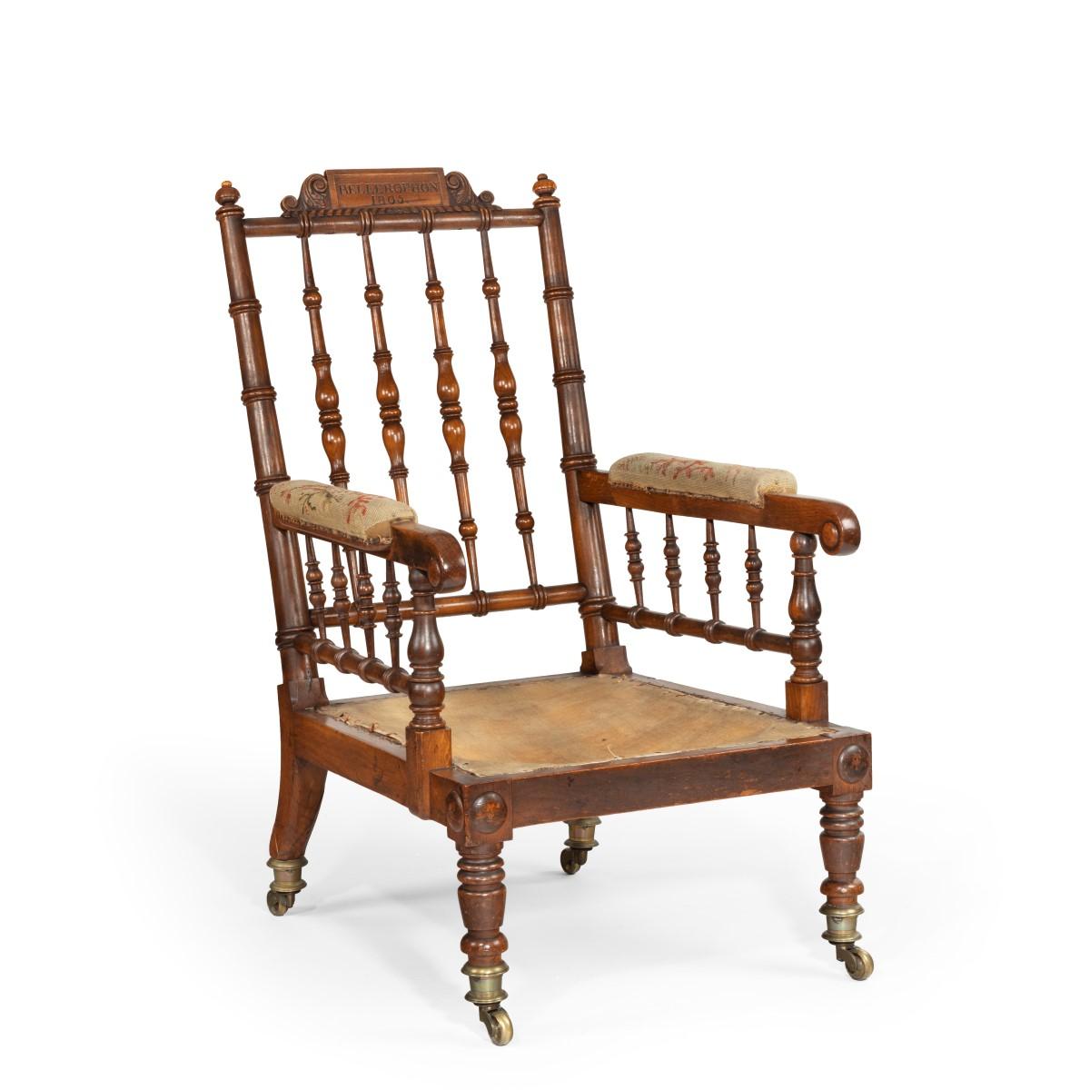Ein HMS Bellerophon Eichen-Sessel, 1805 (Messing) im Angebot