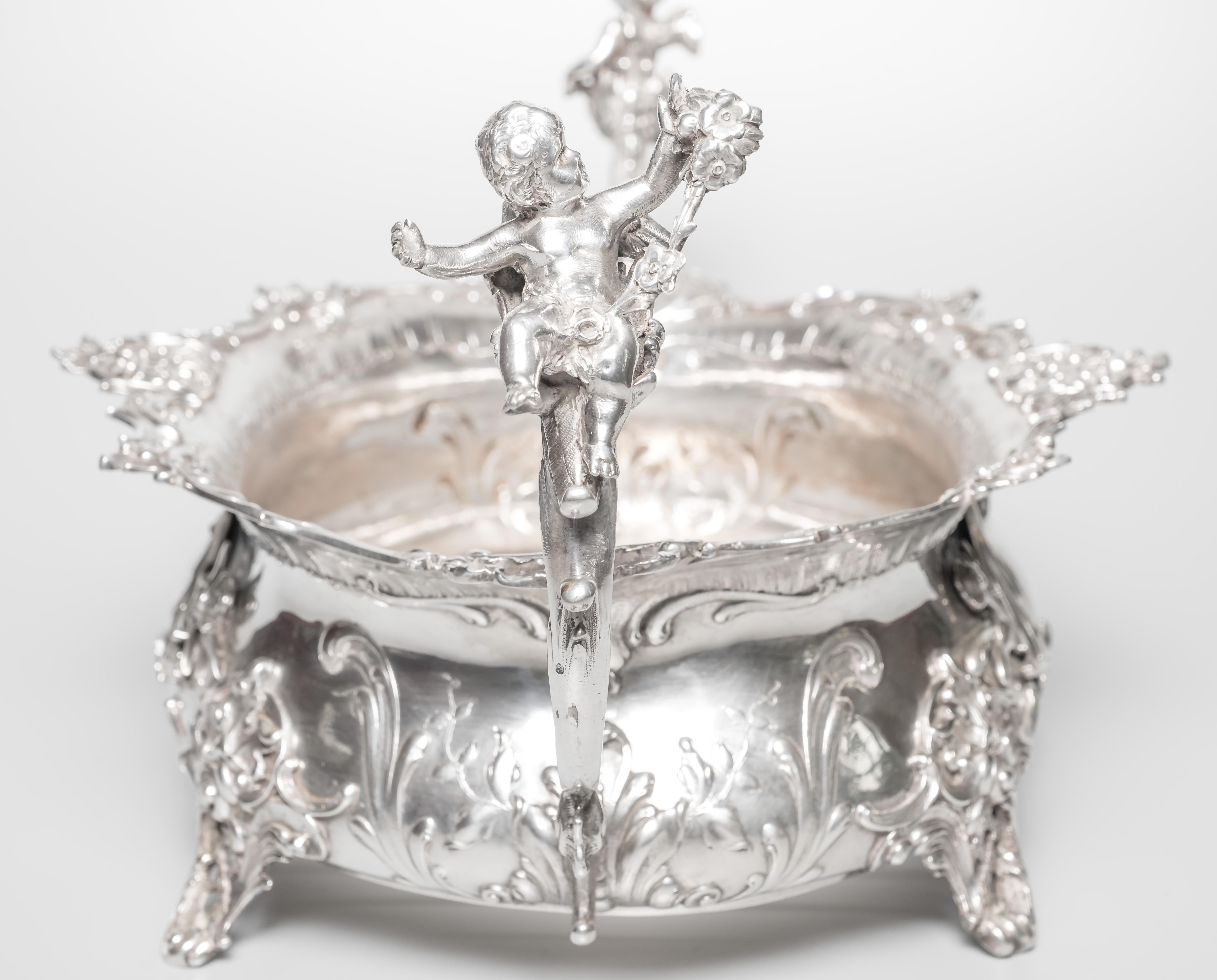 Hungarian Baroque Silver Plated Jardinière, 19th Century For Sale 1