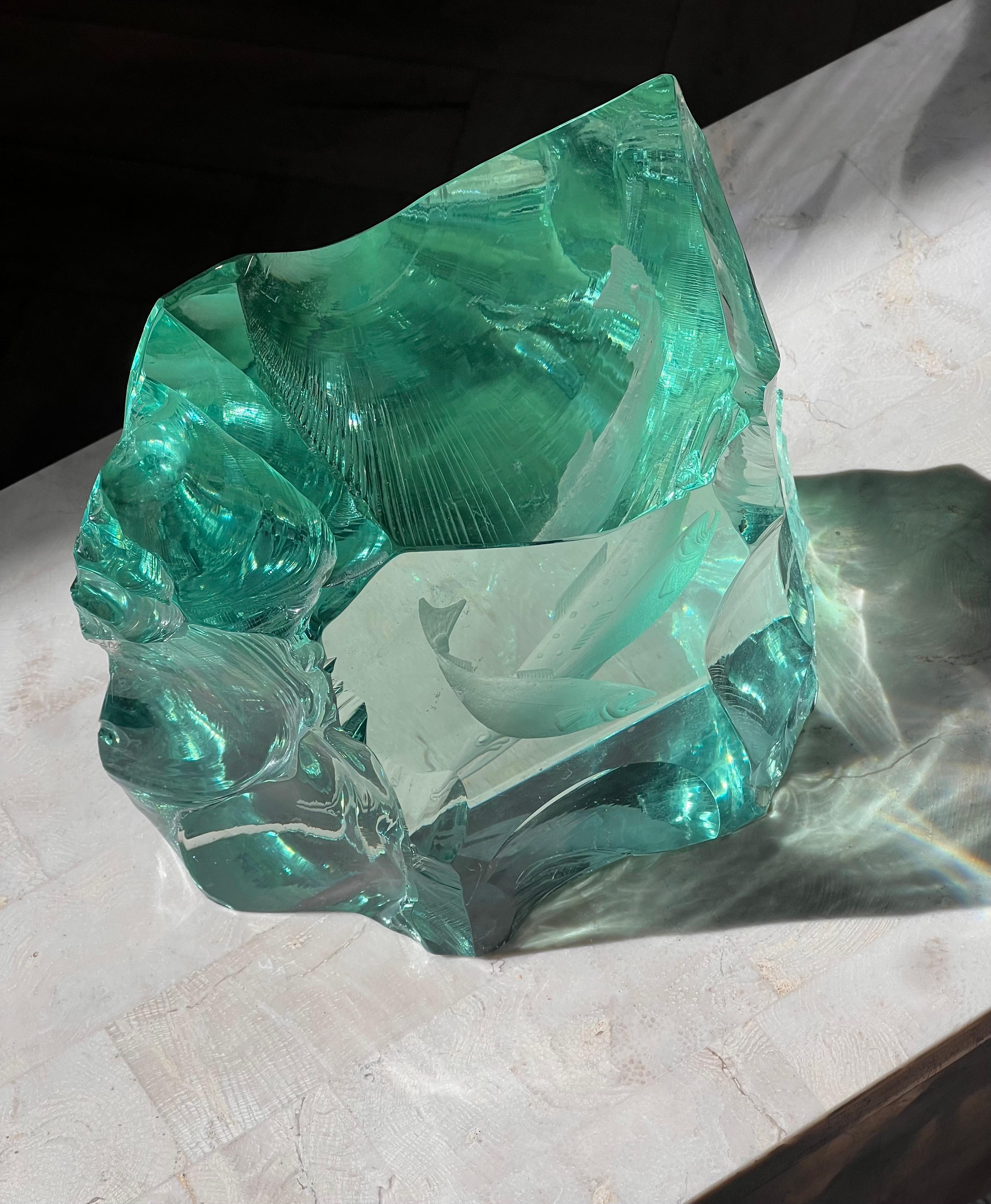 An ice block glass fish sculpture by Vicke Lindstrand for Kosta Boda, 20th c. 4