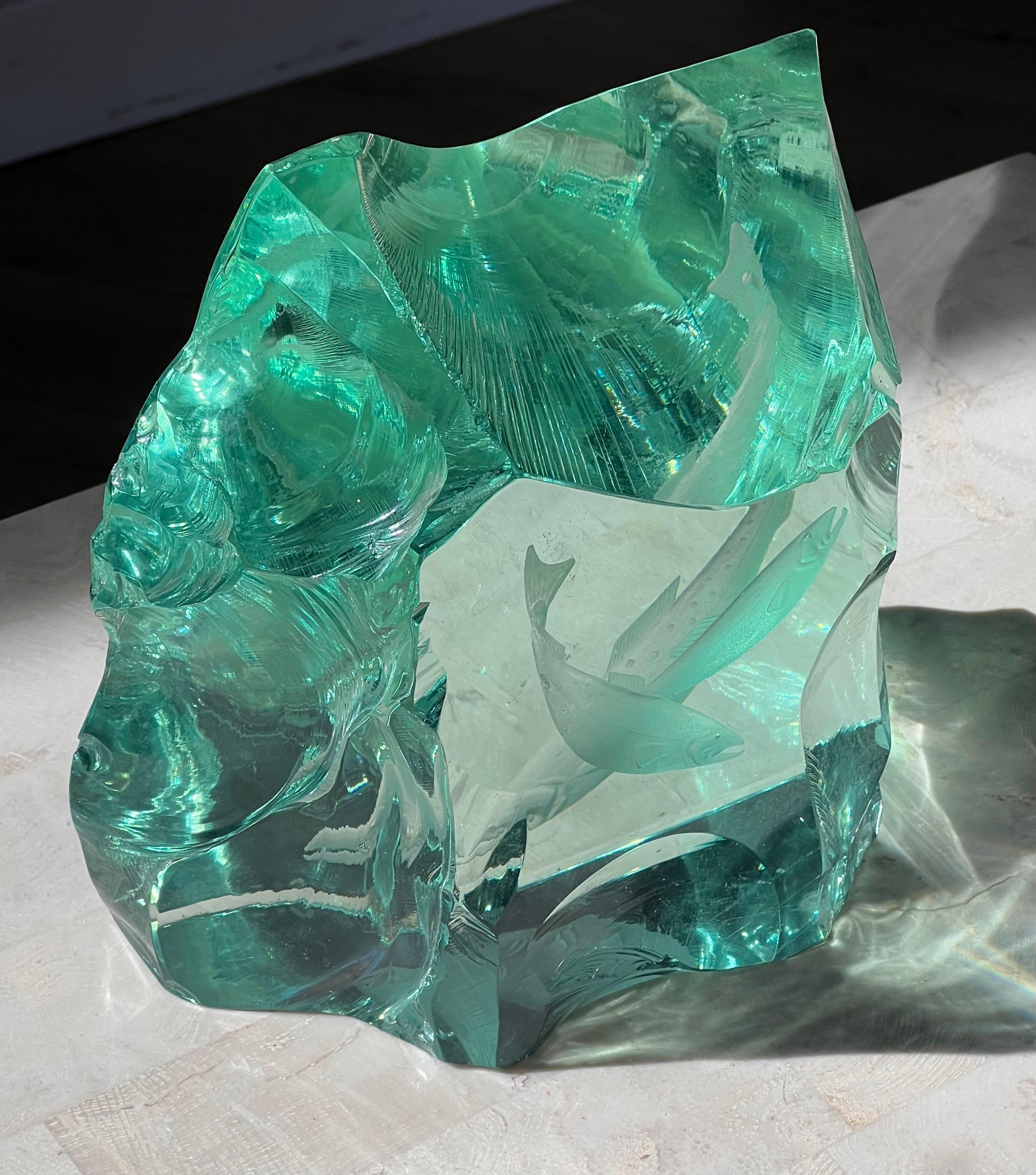 An ice block glass fish sculpture by Vicke Lindstrand for Kosta Boda, 20th c. 8