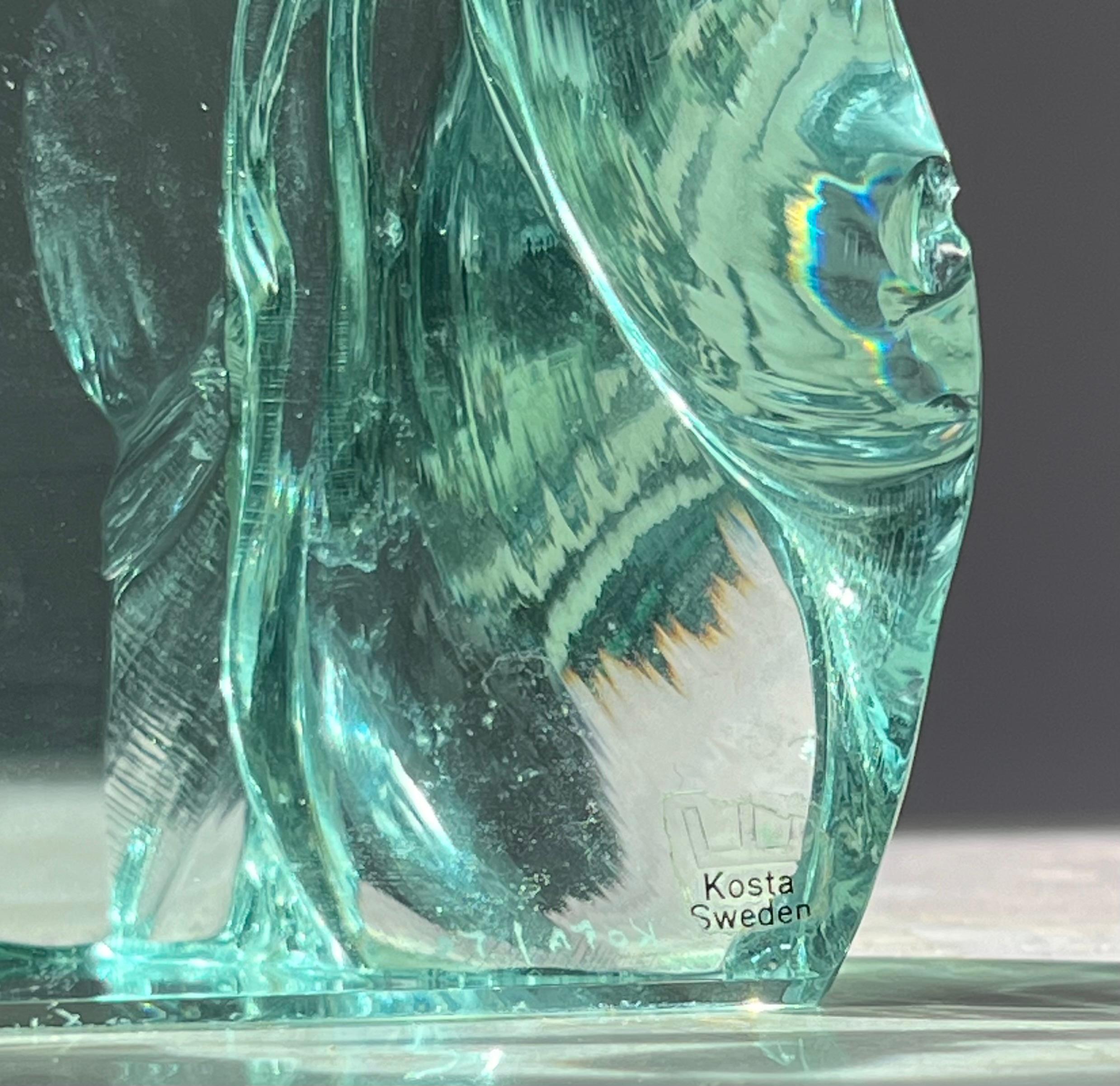 An ice block glass fish sculpture by Vicke Lindstrand for Kosta Boda, 20th c. 1