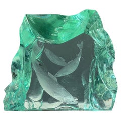 An ice block glass fish sculpture by Vicke Lindstrand for Kosta Boda, 20th c.