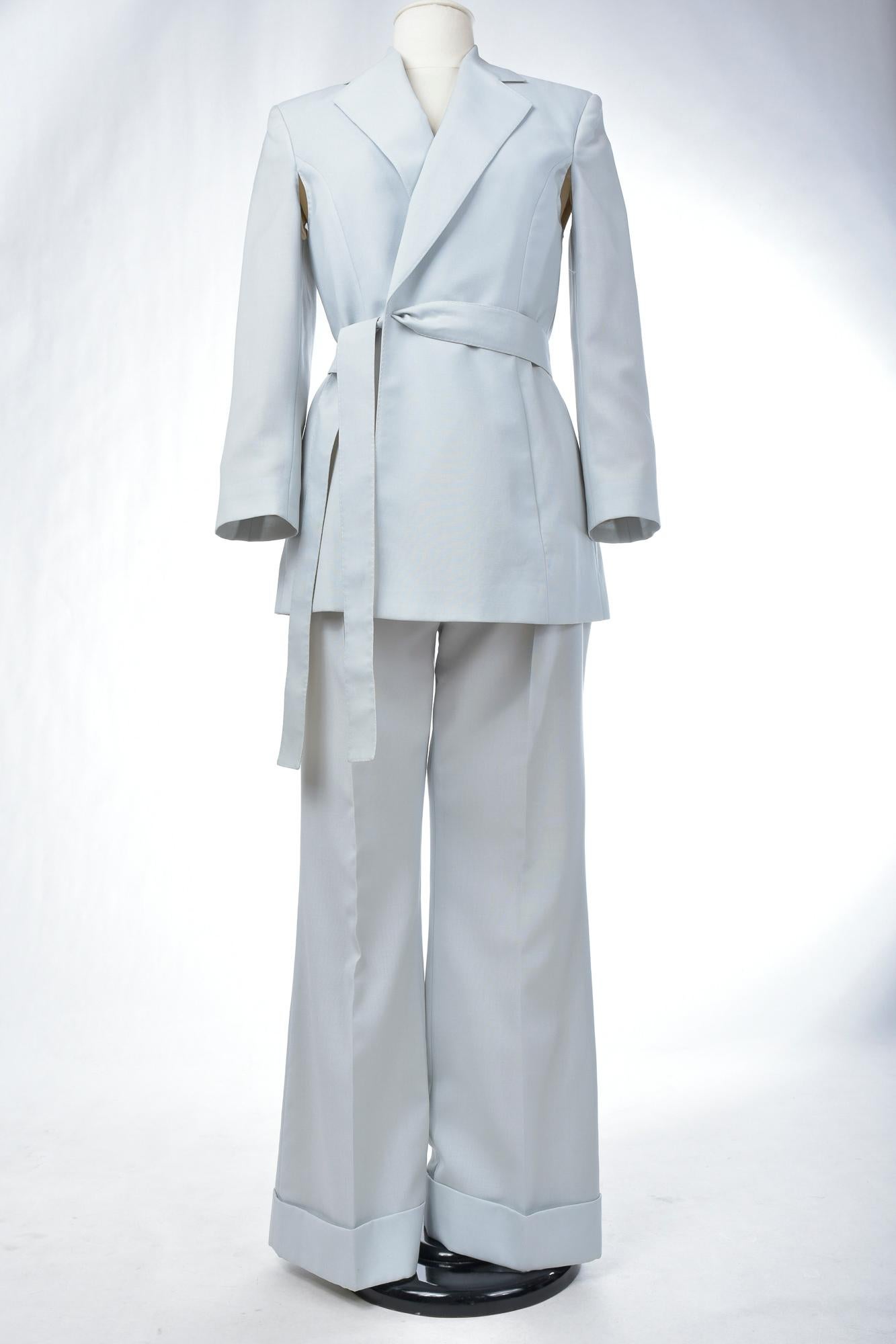 An Ice blue Tuxedo Pant Suit by Gianfranco Ferre - Italy Circa 1995 - 2000 For Sale 2