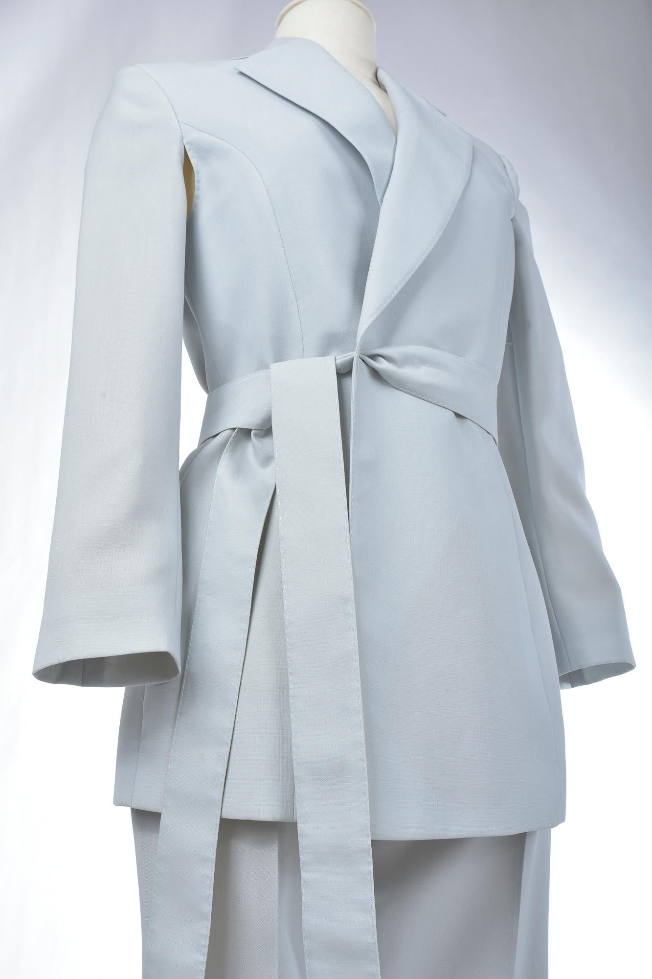 An Ice blue Tuxedo Pant Suit by Gianfranco Ferre - Italy Circa 1995 - 2000 For Sale 3