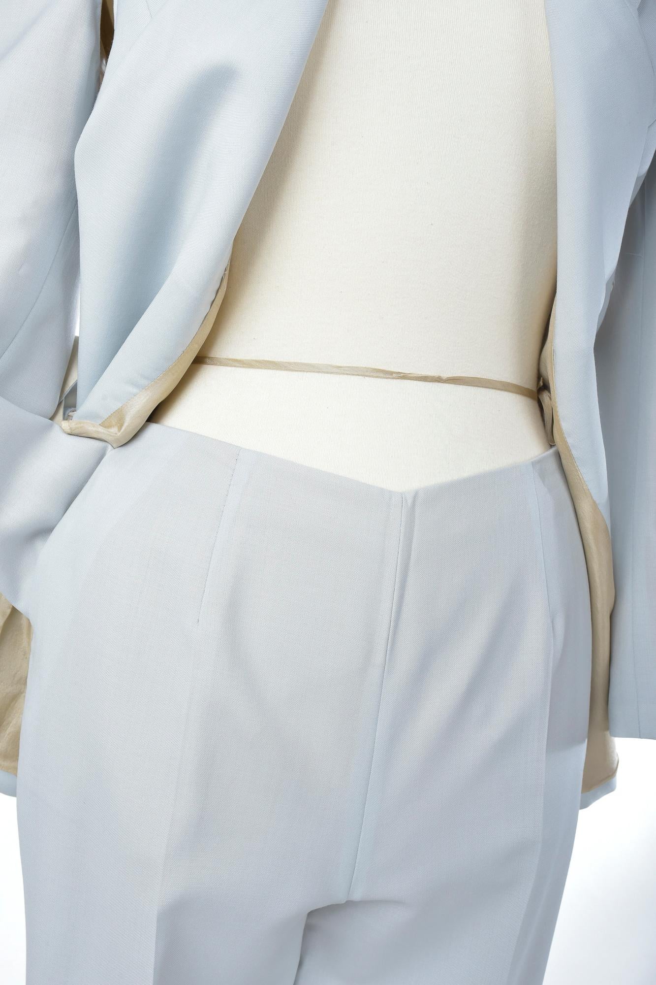 An Ice blue Tuxedo Pant Suit by Gianfranco Ferre - Italy Circa 1995 - 2000 For Sale 8