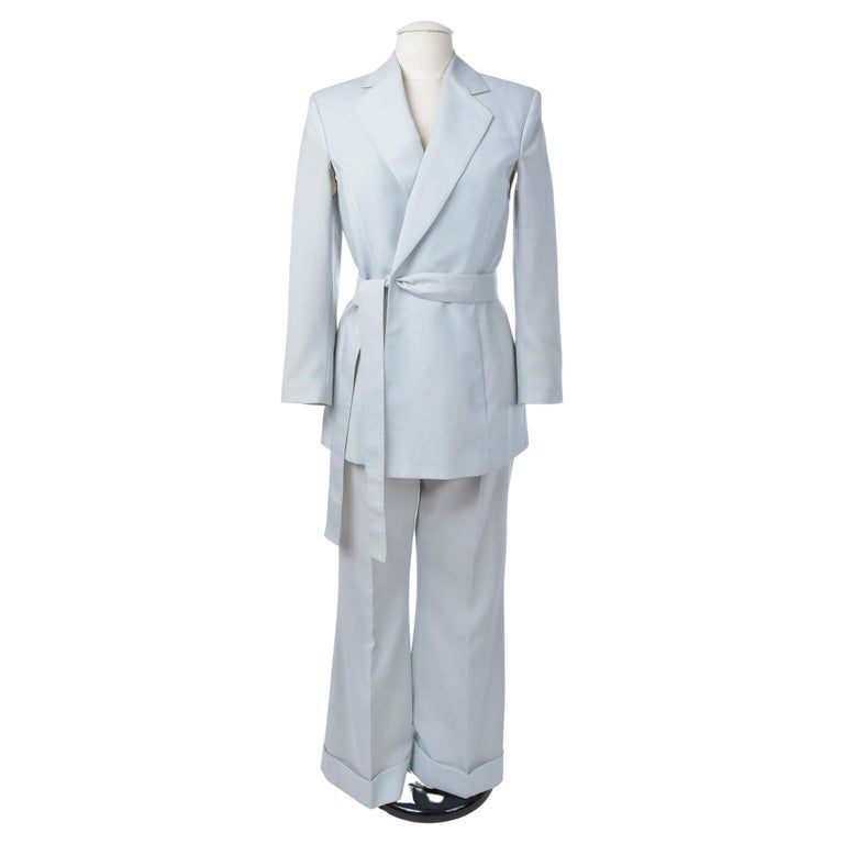 An Ice blue Tuxedo Pant Suit by Gianfranco Ferre - Italy Circa 1995 - 2000  For Sale at 1stDibs