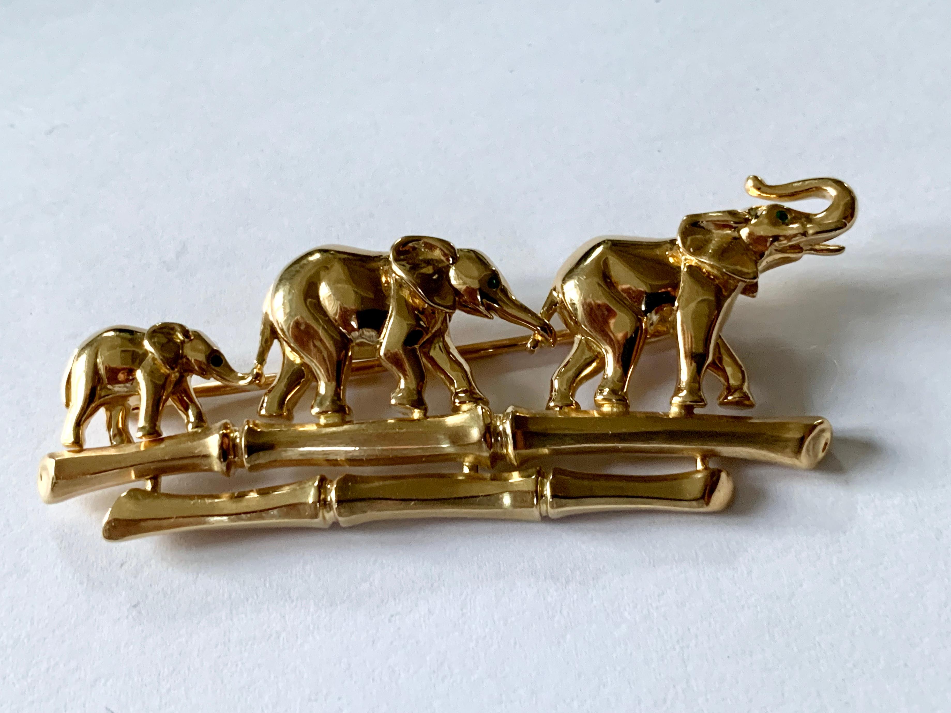 Women's Iconic 18 Karat Yellow Gold Elephant Brooch, by Cartier For Sale