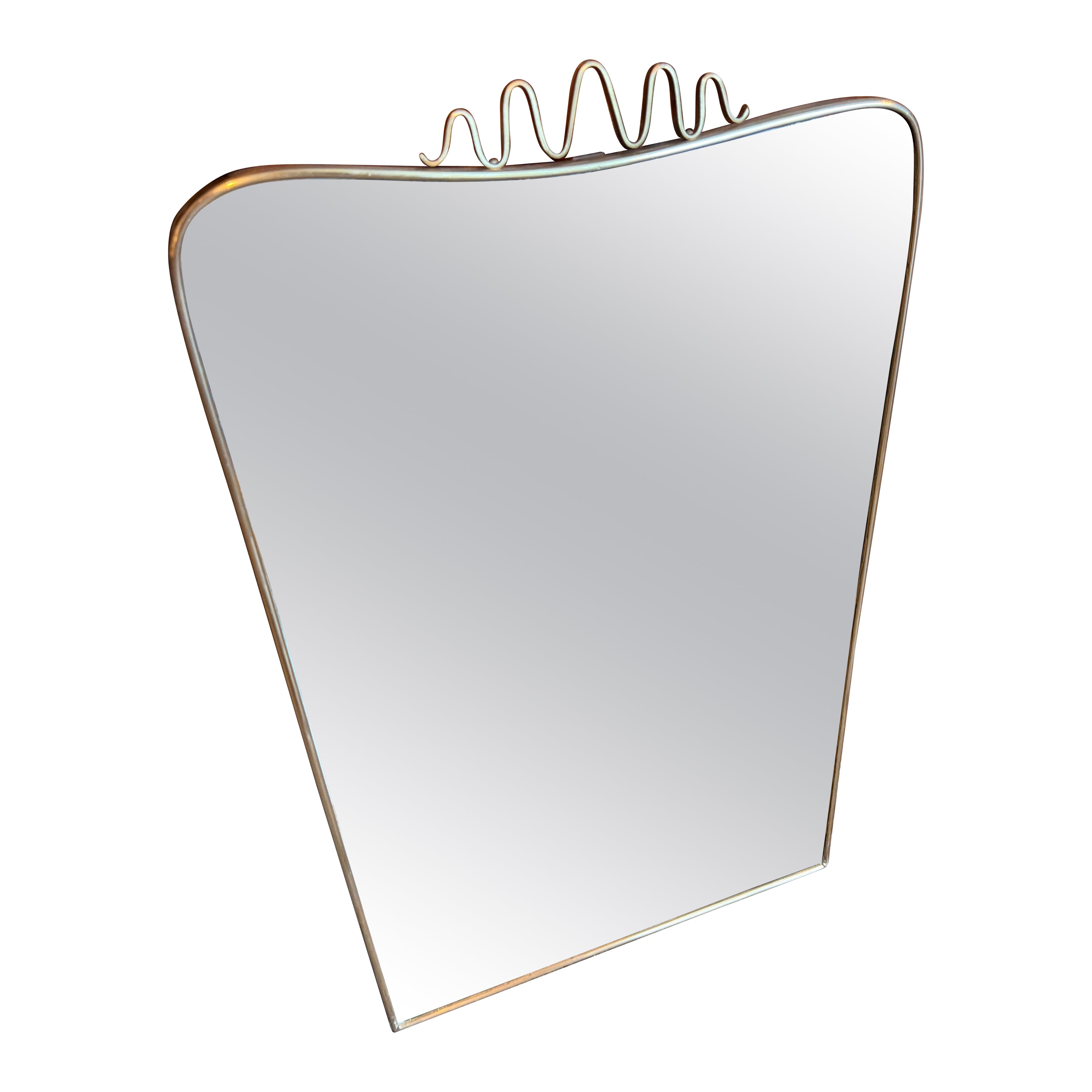 An Iconic 1950s Gio Ponti Mid-Century Modern Brass Italian Wall Mirror For Sale